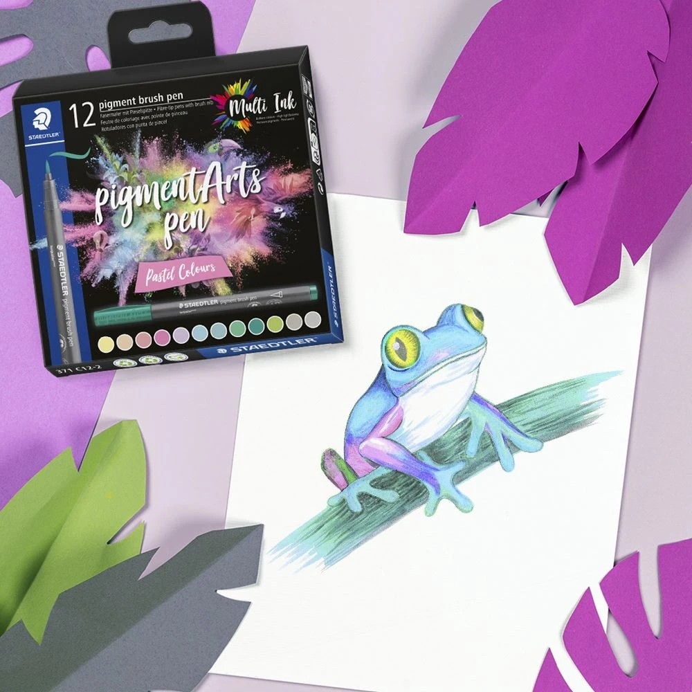 2 Staedtler Pigment Arts Brush Pens Pastel Colours 12 Pack, 2 of 2