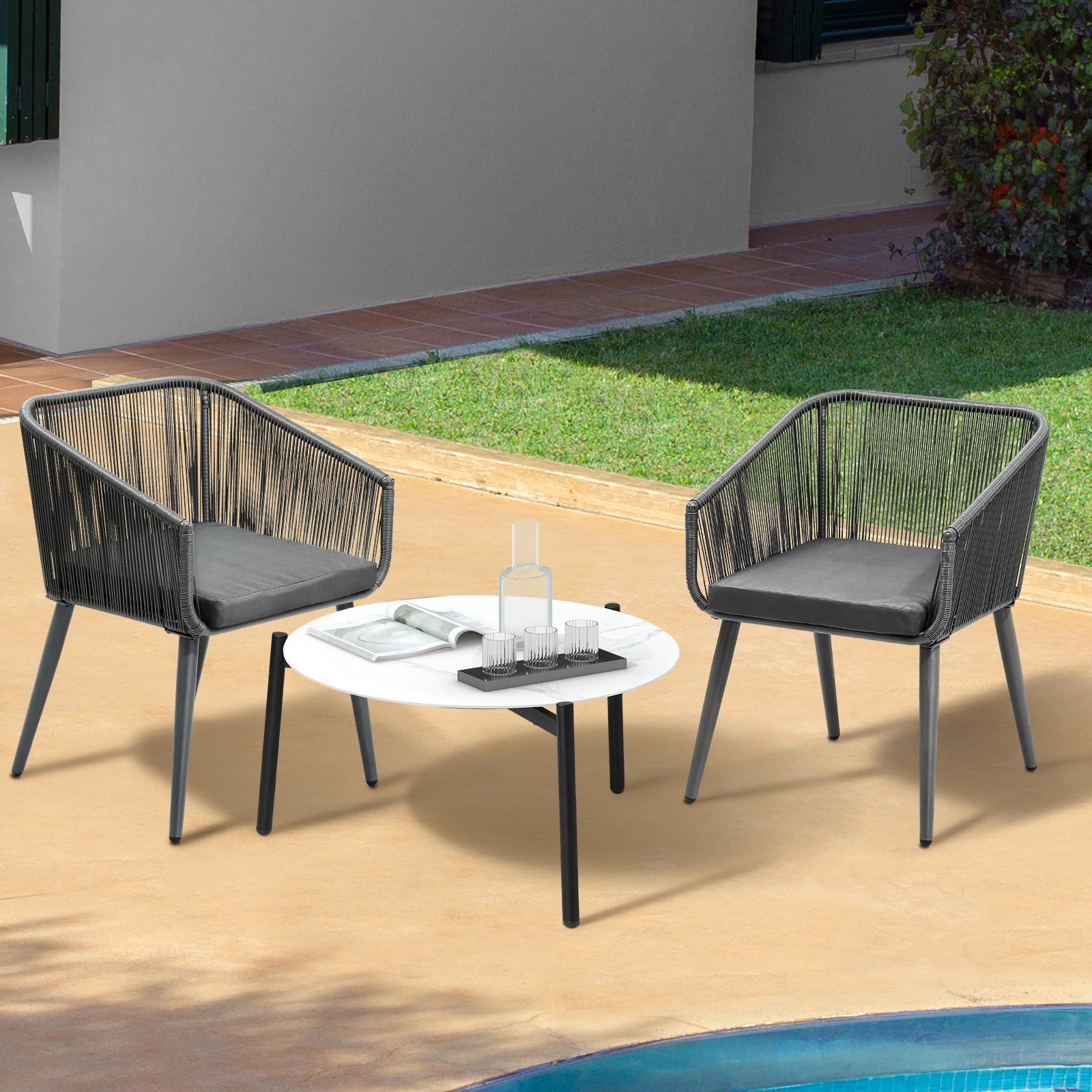 3 Livsip Outdoor Lounge Setting Furniture 3 Piece Patio Set - Multi, 3 of 9