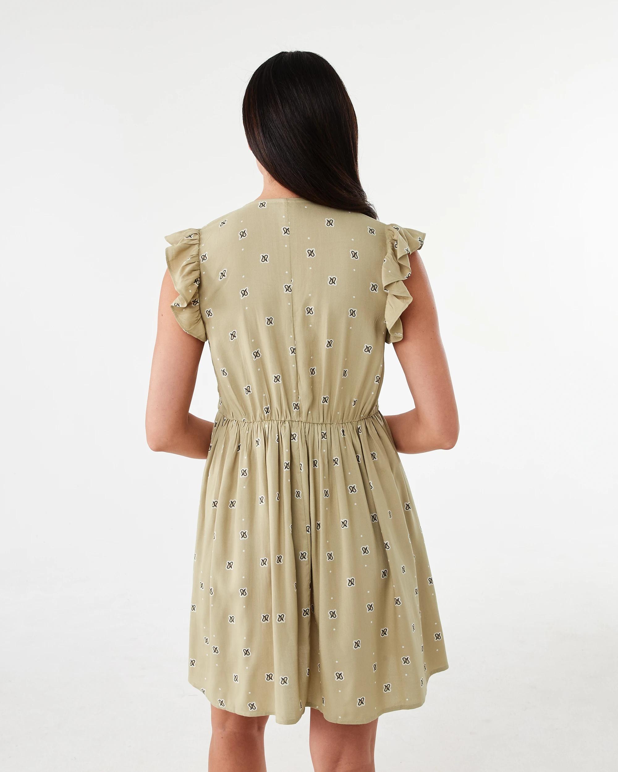 3 Short Frill Sleeve Button Mini Dress Pais Geo, 3 of 8