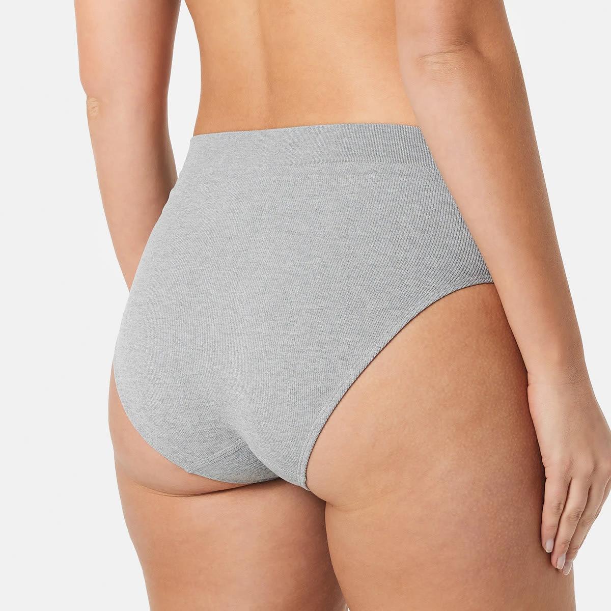 6 3 Pack Rib Seamfree Full Briefs BLACK, GREY MARLE, BLACK, 6 of 7