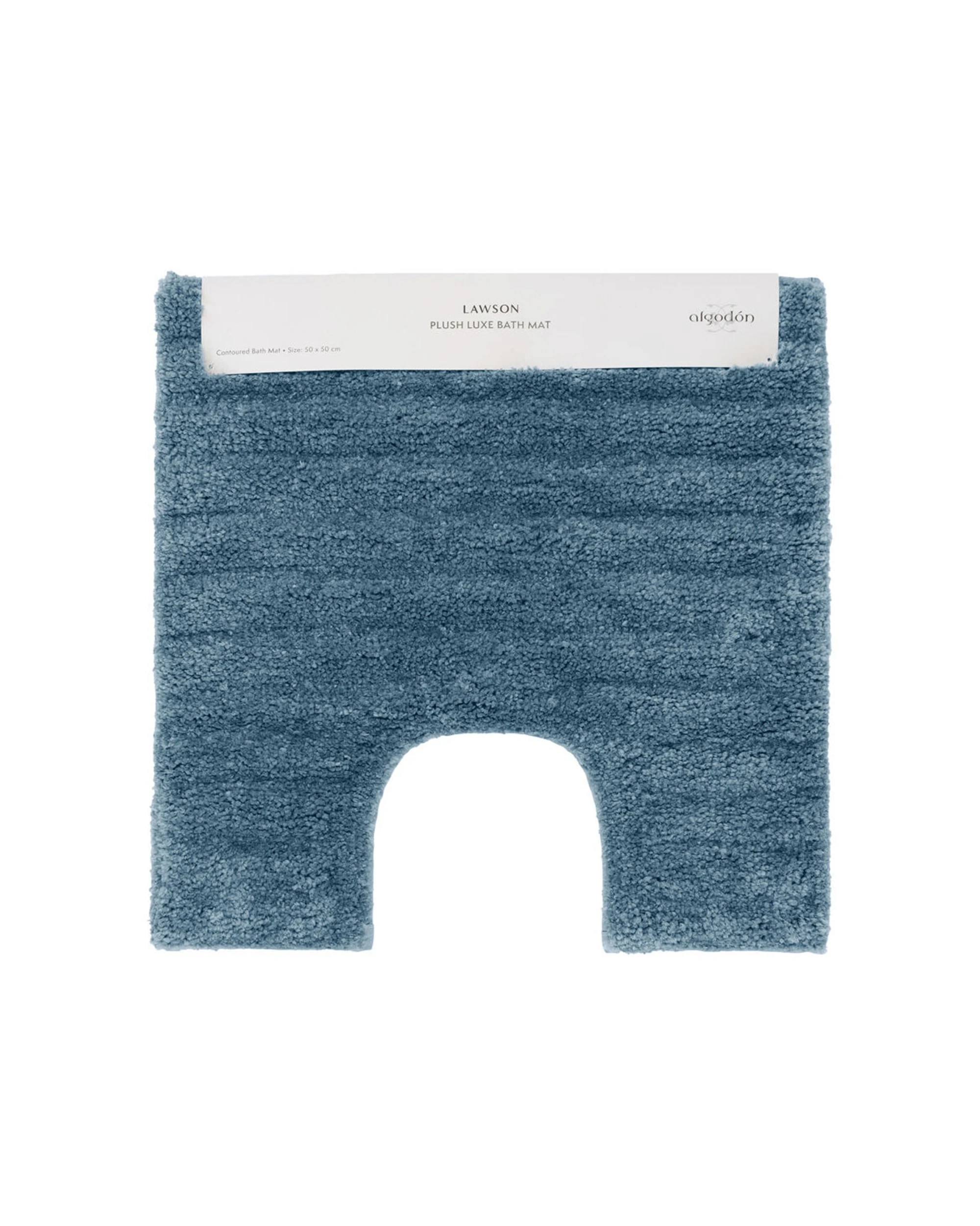 2 Algodon 2PC Lawson Plush Bath Runner Non-Slip Mat Set 50x50cm - Blue, 2 of 4