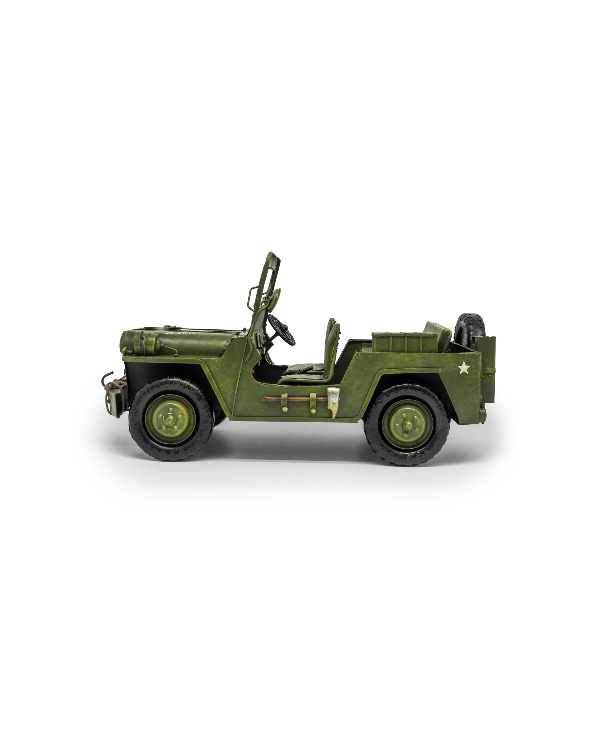 4 Boyle Metal Ornament Figurine Army Jeep Truck 38x18cm - Green, 4 of 6