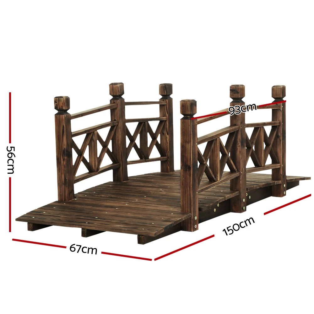2 Gardeon Garden Decor Outdoor Ornament Wooden Bridge - Multi, 2 of 6