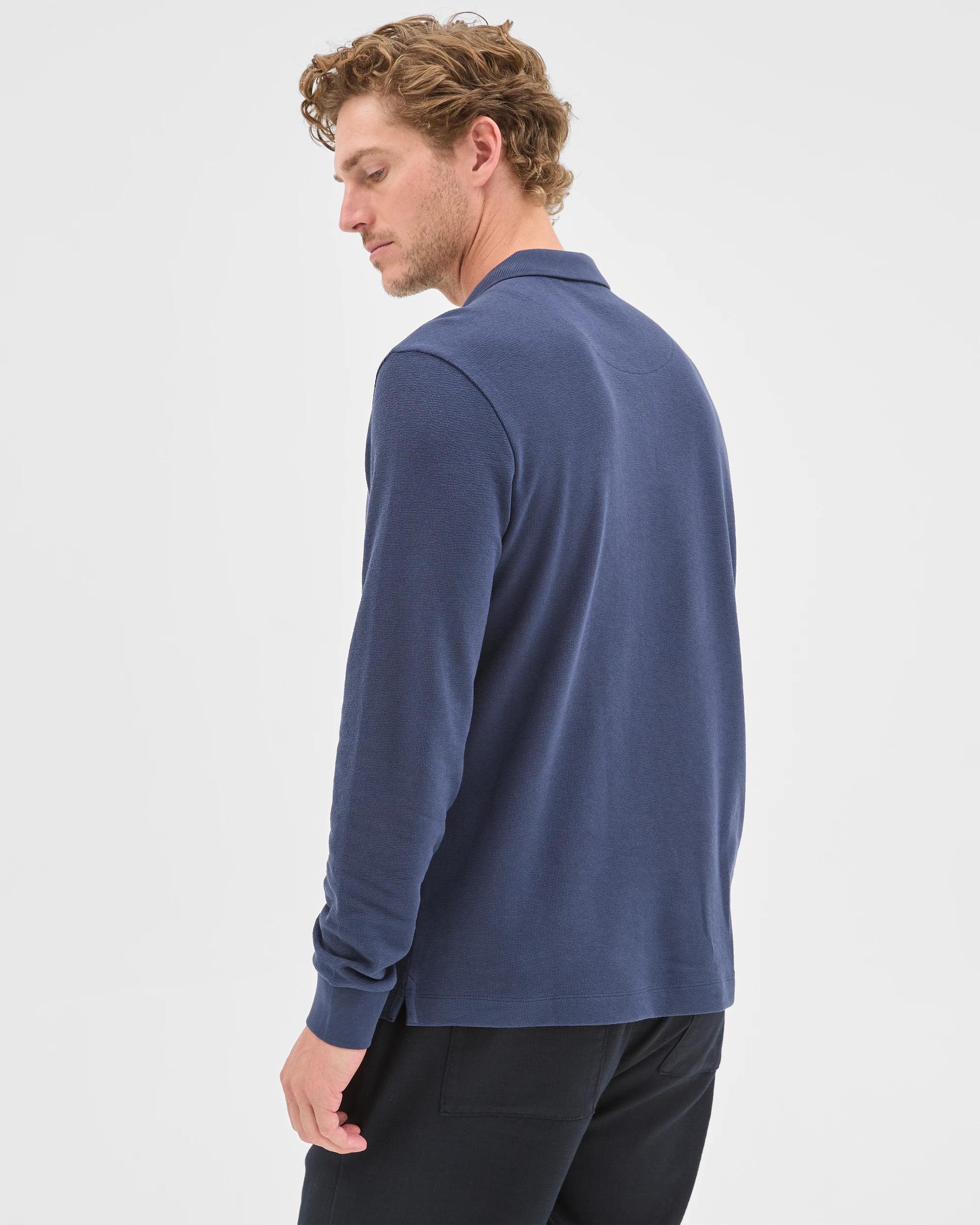 7 Target Man Australian Cotton Blend Boucle Polo Top NAVY, 7 of 7