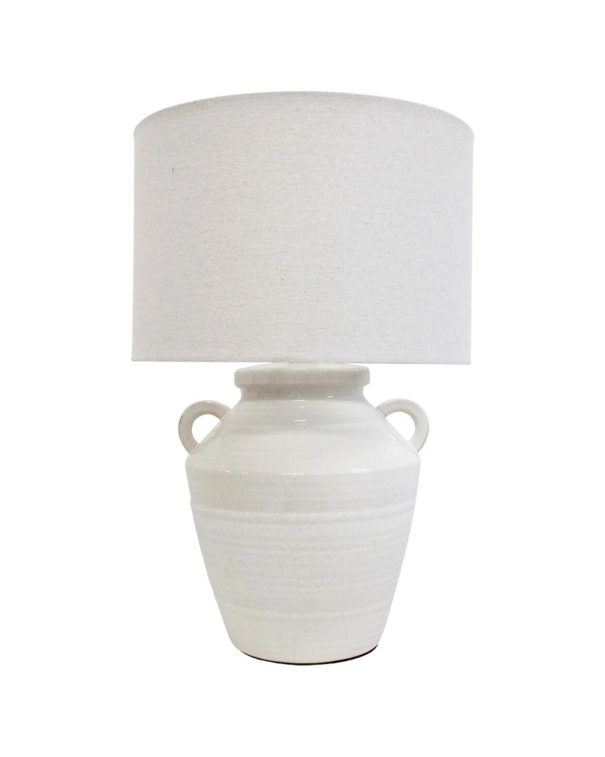 2 LVD Large Pithari Coastal Ceramic Base Linen Shade Table Lamp Home Decor 38x38x60cm - White, 2 of 2