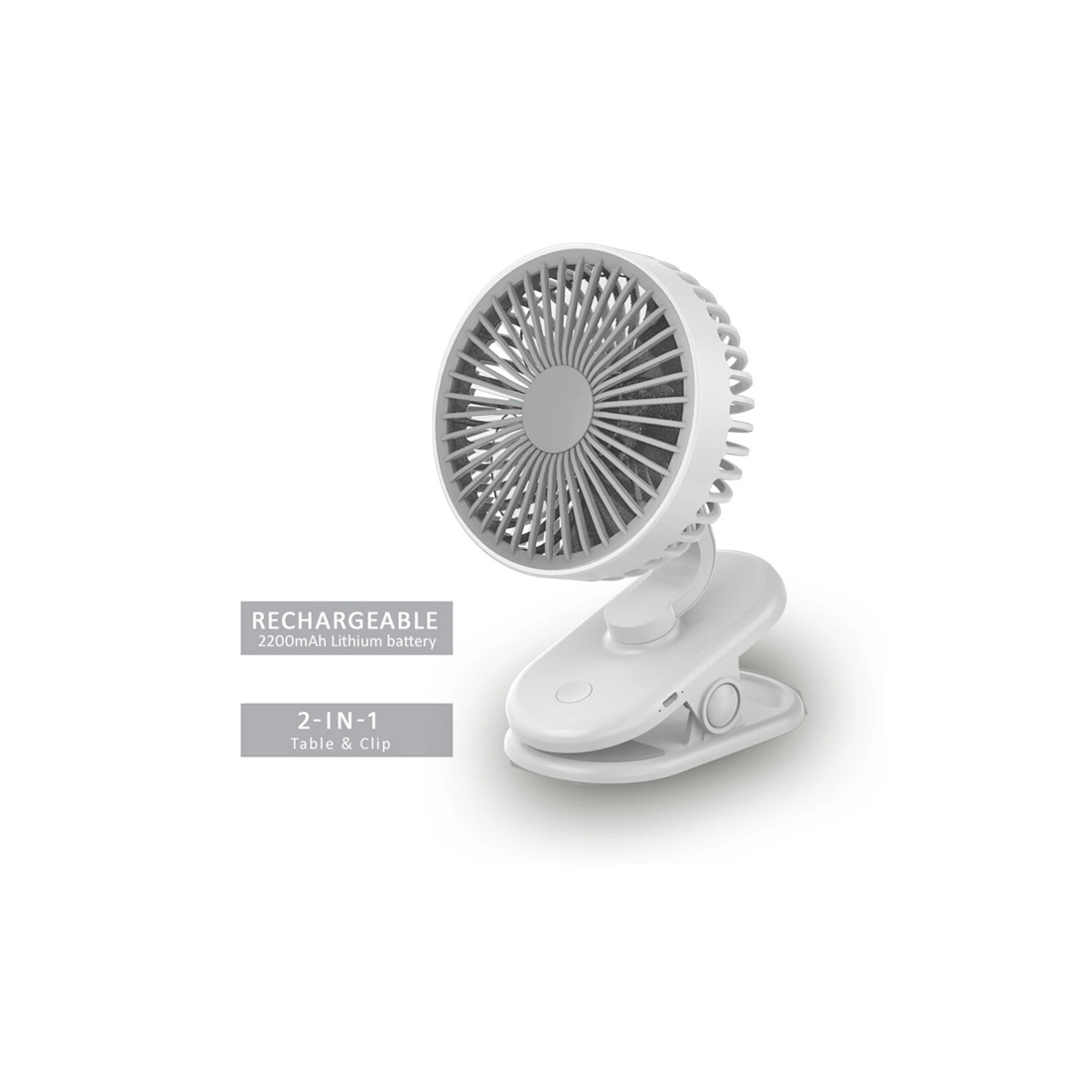 2 Sansai Portable Usb Rechargeable Clip On Desktop Travel Desk/table Fan - White, 2 of 3