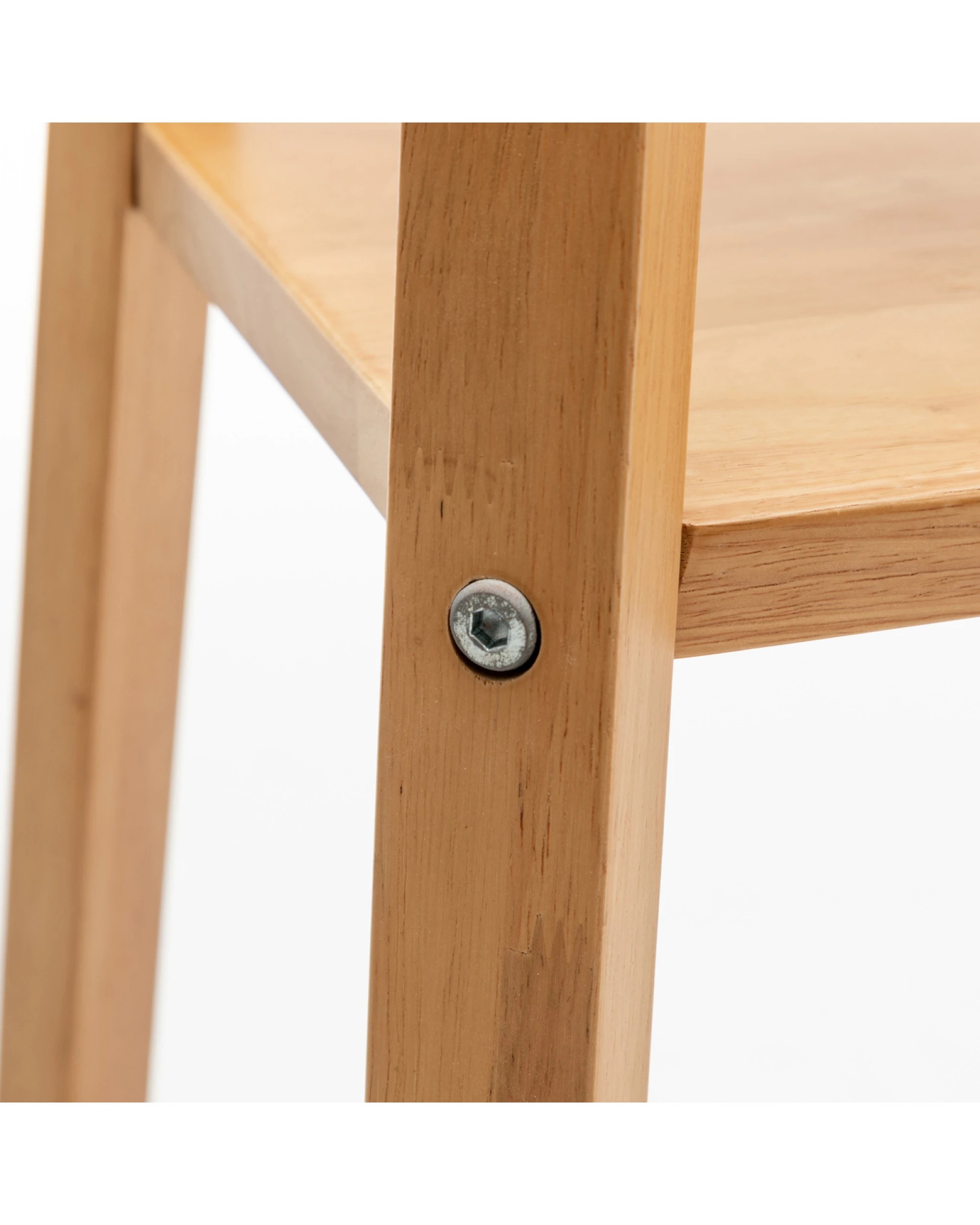 3 BR Home Natural Wood Floor Lamp with Storage Shelves and Off White Linen Shade, 3 of 6