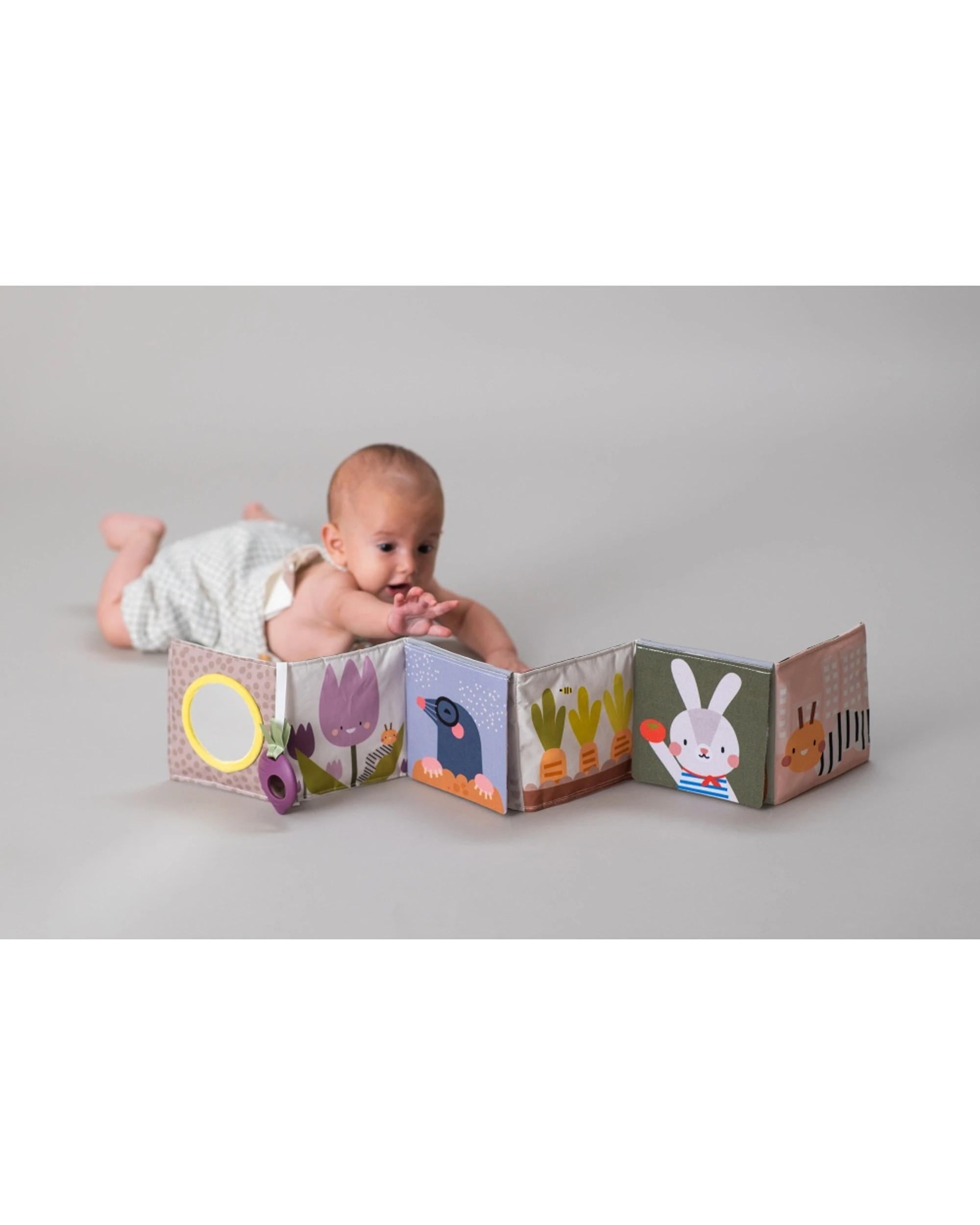 7 Taf Toys Urban Garden Kids Pram Book Double Sided Soft Crinkle 15x85cm - Multi, 7 of 7