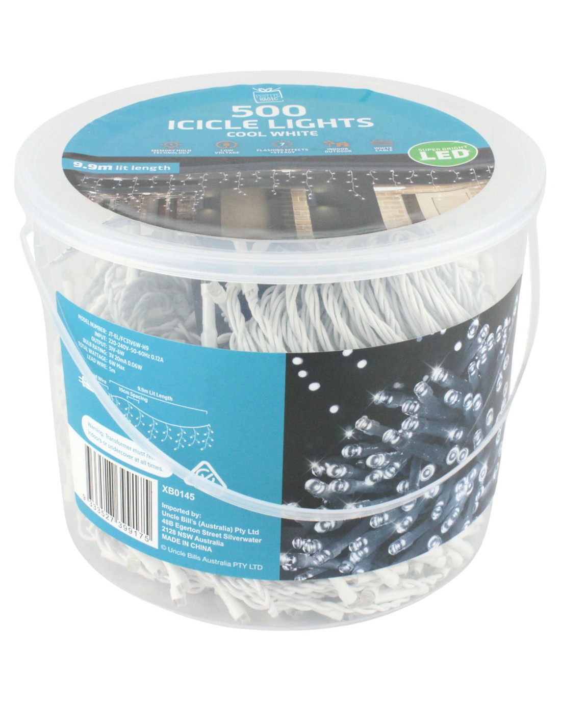 Uncle Bills 500 Cool LED Icicle Lights 9.9m - White - Kmart