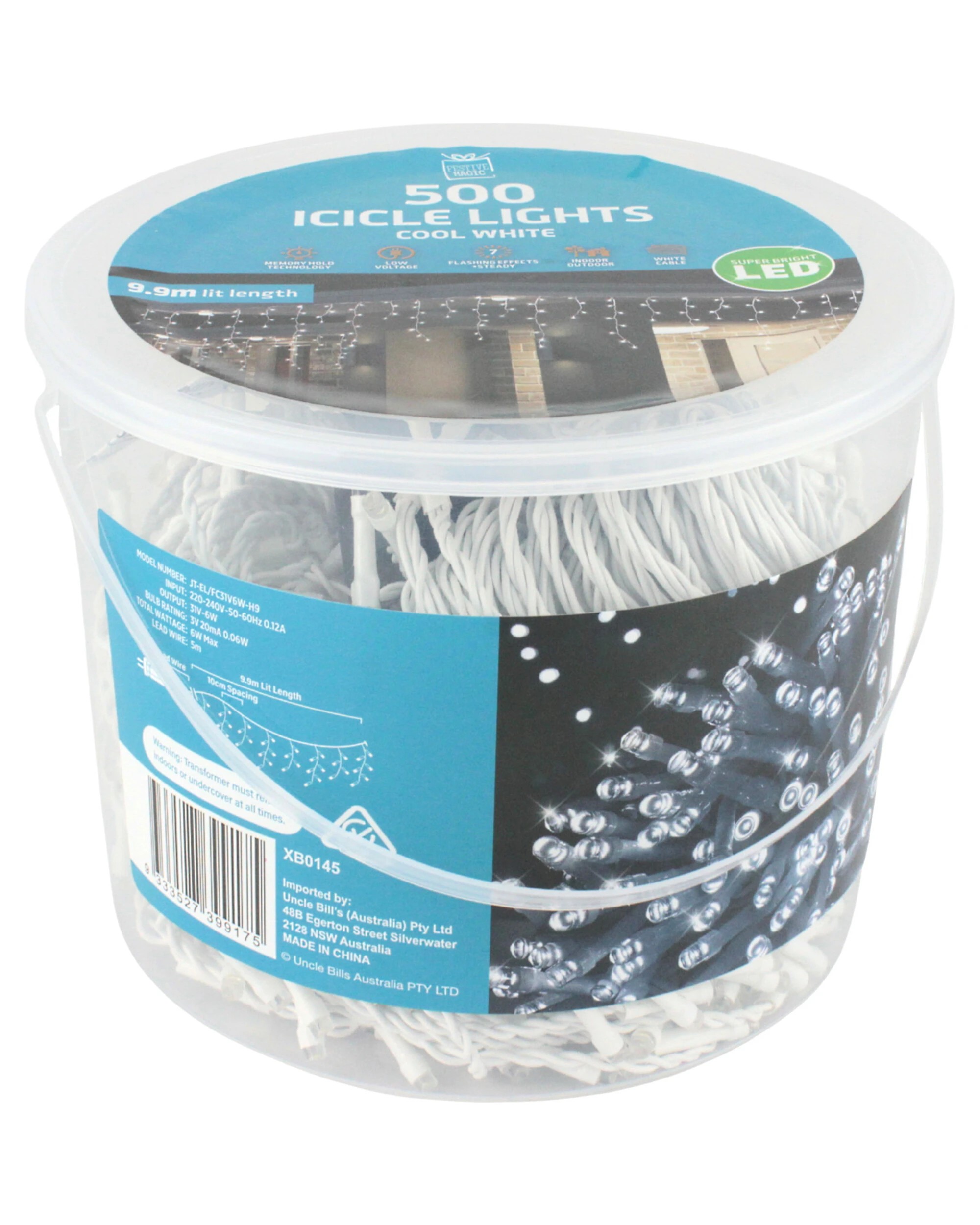Uncle Bills 500 Cool LED Icicle Lights 9.9m - White - Kmart