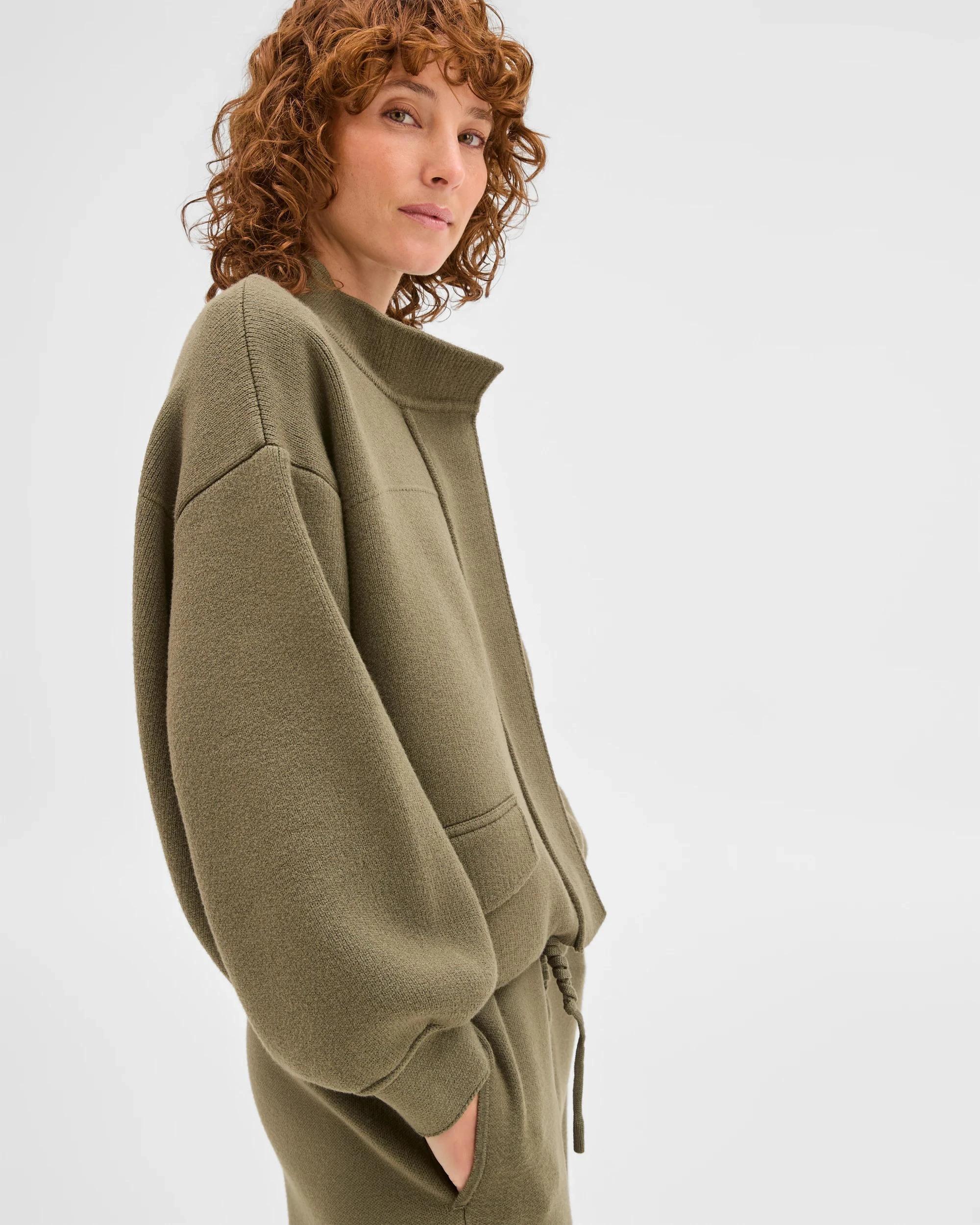 5 Target Woman Clean Knit Button Through Bomber Jacket DUSTY OLIVE, 5 of 7