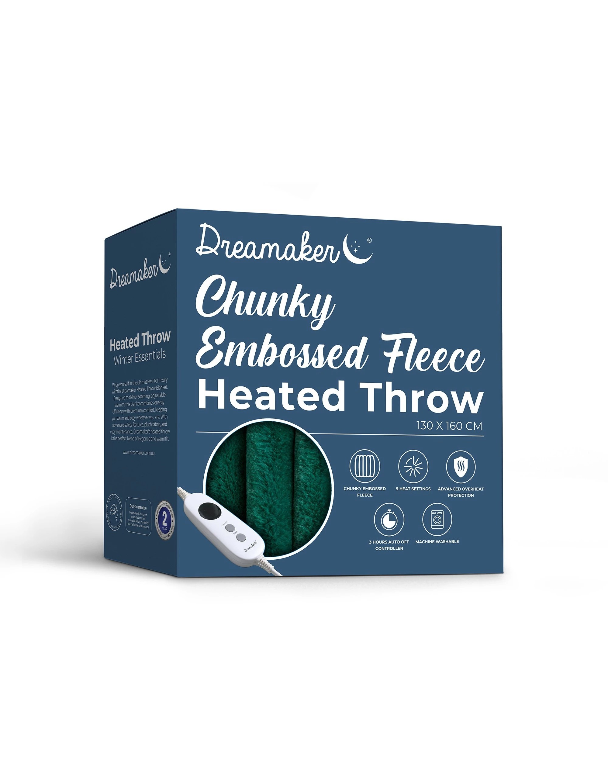 10 Dreamaker Cirra Chunky Embossed Fleece Heated Throw 130x160cm - Emerald Green, 10 of 10