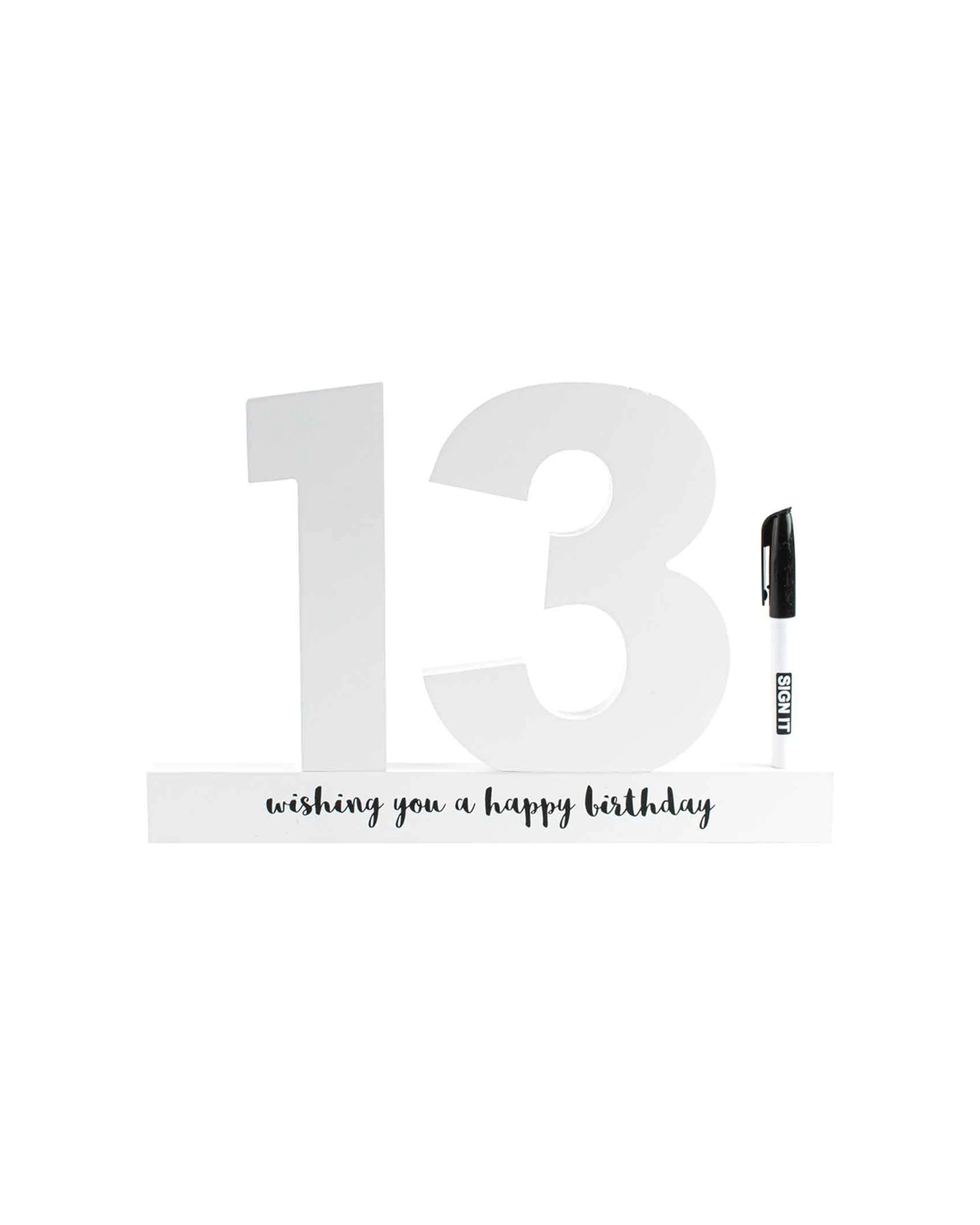 2 13th Birthday Signature Block White Novelty Celebration Message Set Keepsake
 - White, 2 of 3