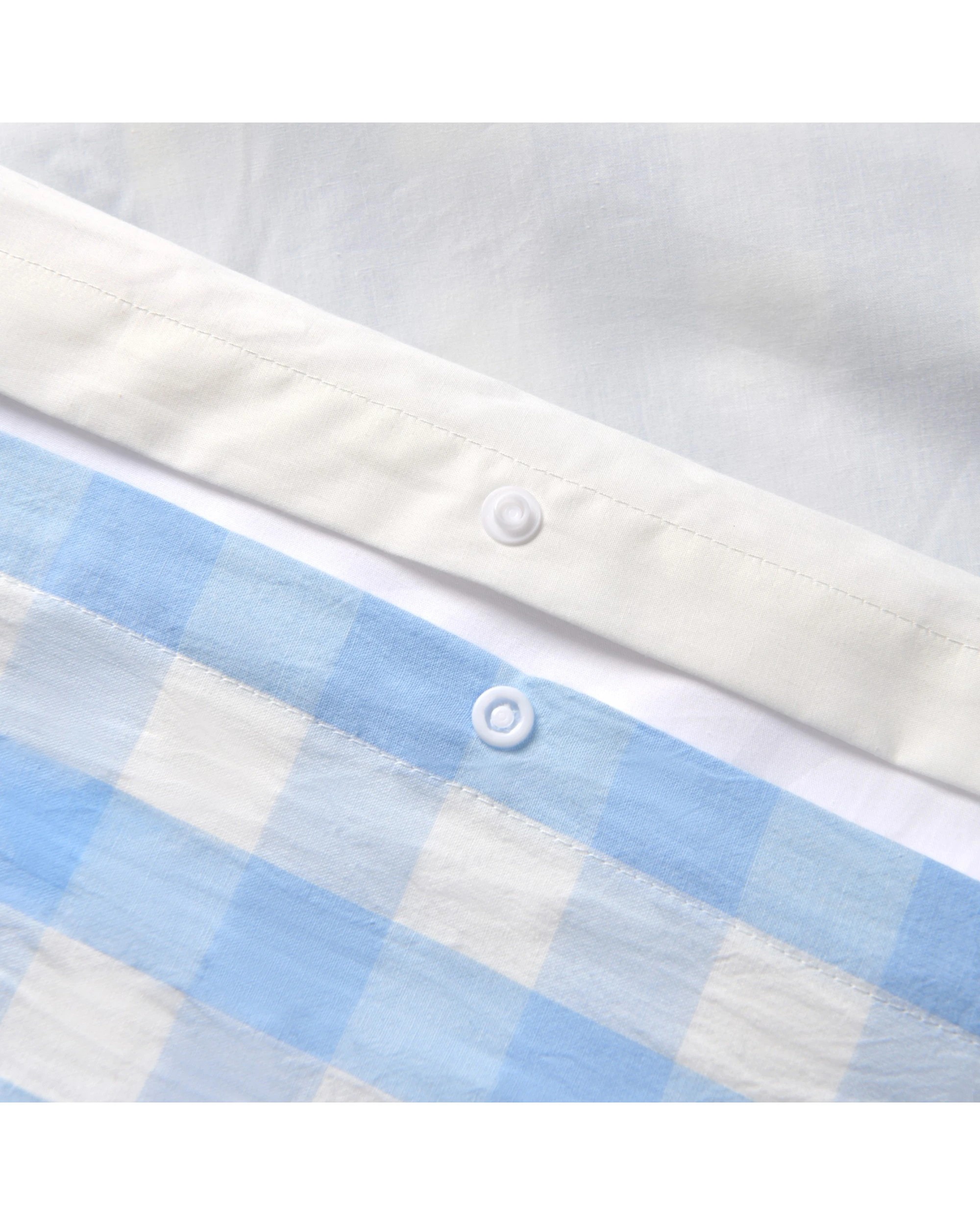 4 Dreamaker Lola Yarn Dyed Washed Cotton Gingham Quilt Cover Set - King Bed - Sky, 4 of 6