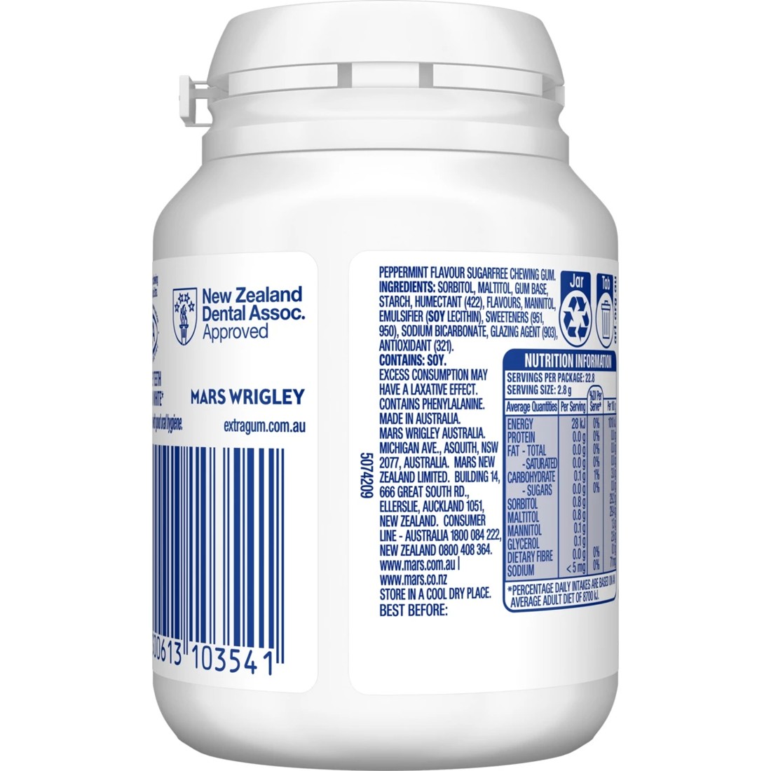 2 Wrigley's Extra White Peppermint Sugar Free Bottle 64g, 2 of 4