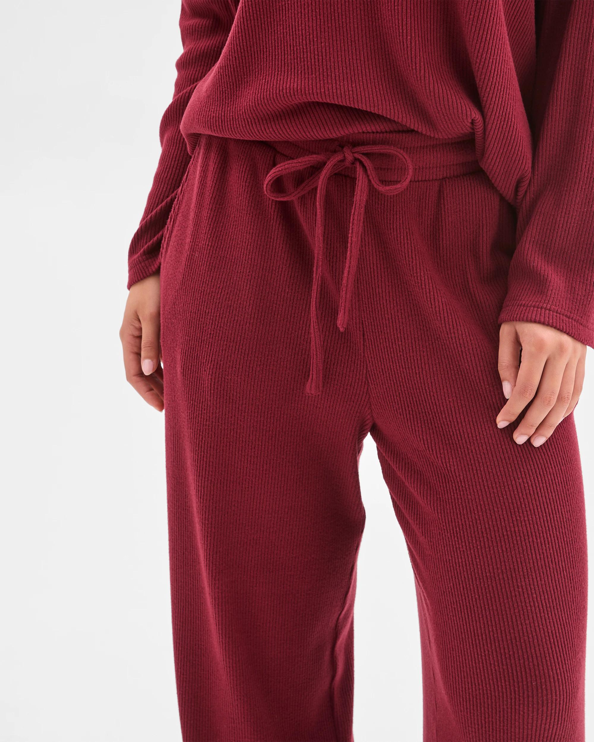 5 Target Woman Cosy Rib Wide Leg Pants BURGUNDY, 5 of 6