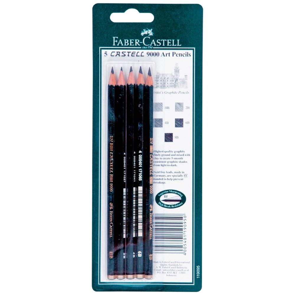 1 Faber-Castell 9000 Art Pencils Assorted Lead 5 Pack, 1 of 1