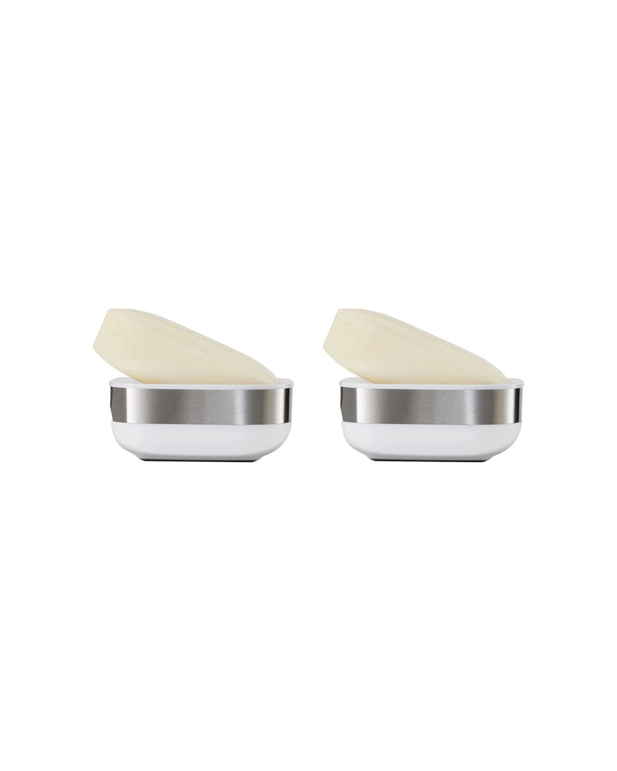 1 Joseph Joseph Slim Steel Compact Soap Dish 2 Pack Stainless-Steel Finish - White, 1 of 6