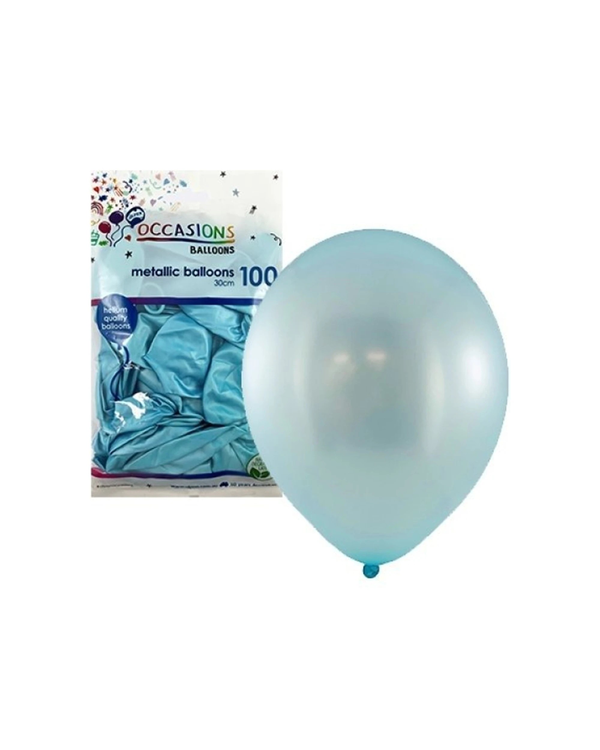 1 Alpen 100pc Latex Balloons Event Decoration Metallic 30cm Light - Blue, 1 of 1