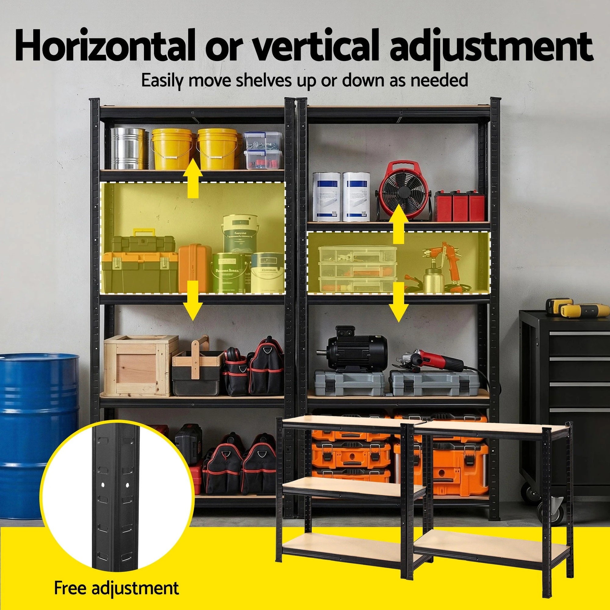 3 Giantz Garage Shelving 1.5X0.7m Warehouse Shelves Storage Rack Pallet Racking - Black, 3 of 7