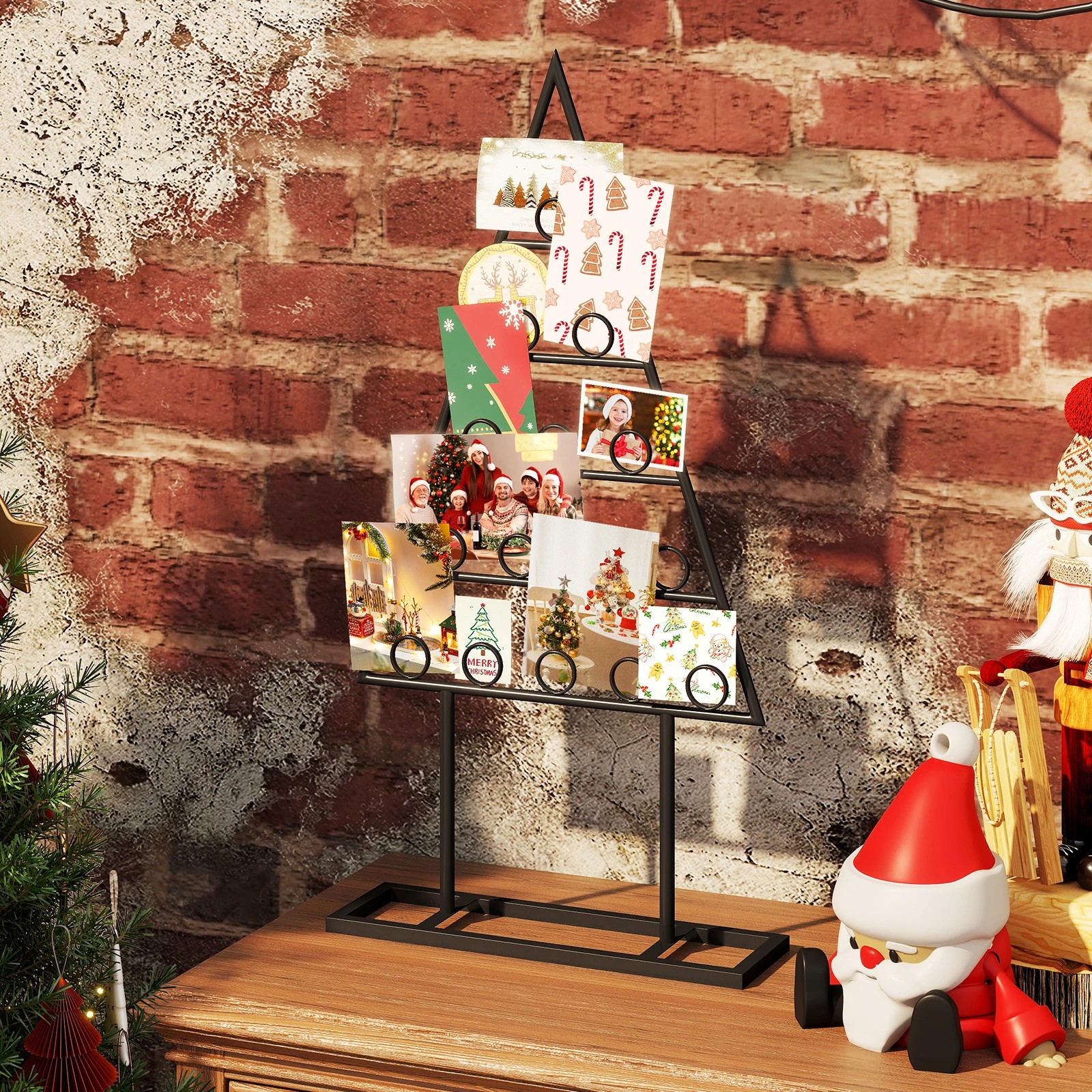 6 Costway 2pcs Christmas Tree Photo Card Holders Display Stand w/36 Round Clips, 6 of 7