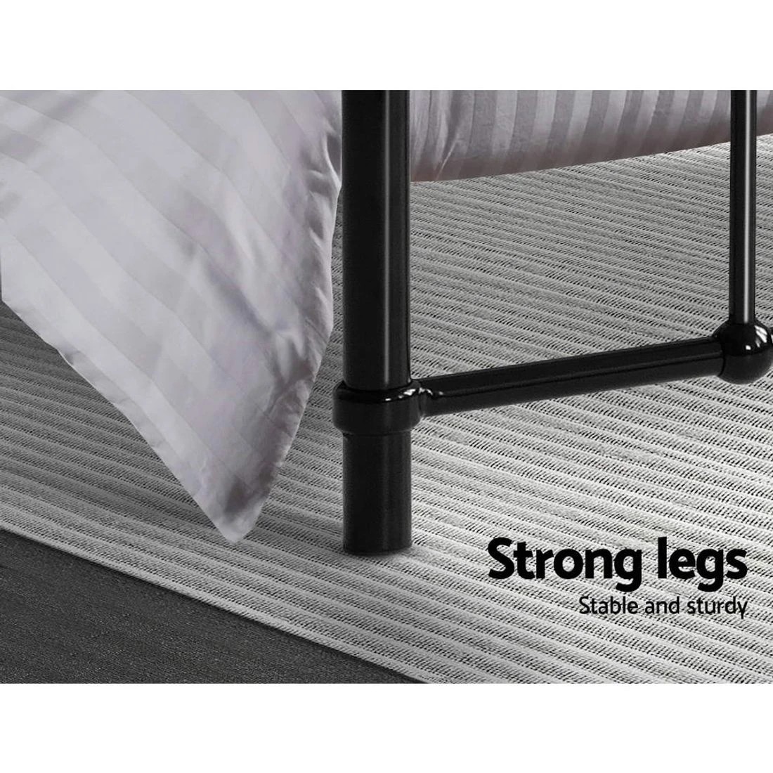 3 Artiss Bed Frame Metal Frames LEO - King Single() - Black, 3 of 7