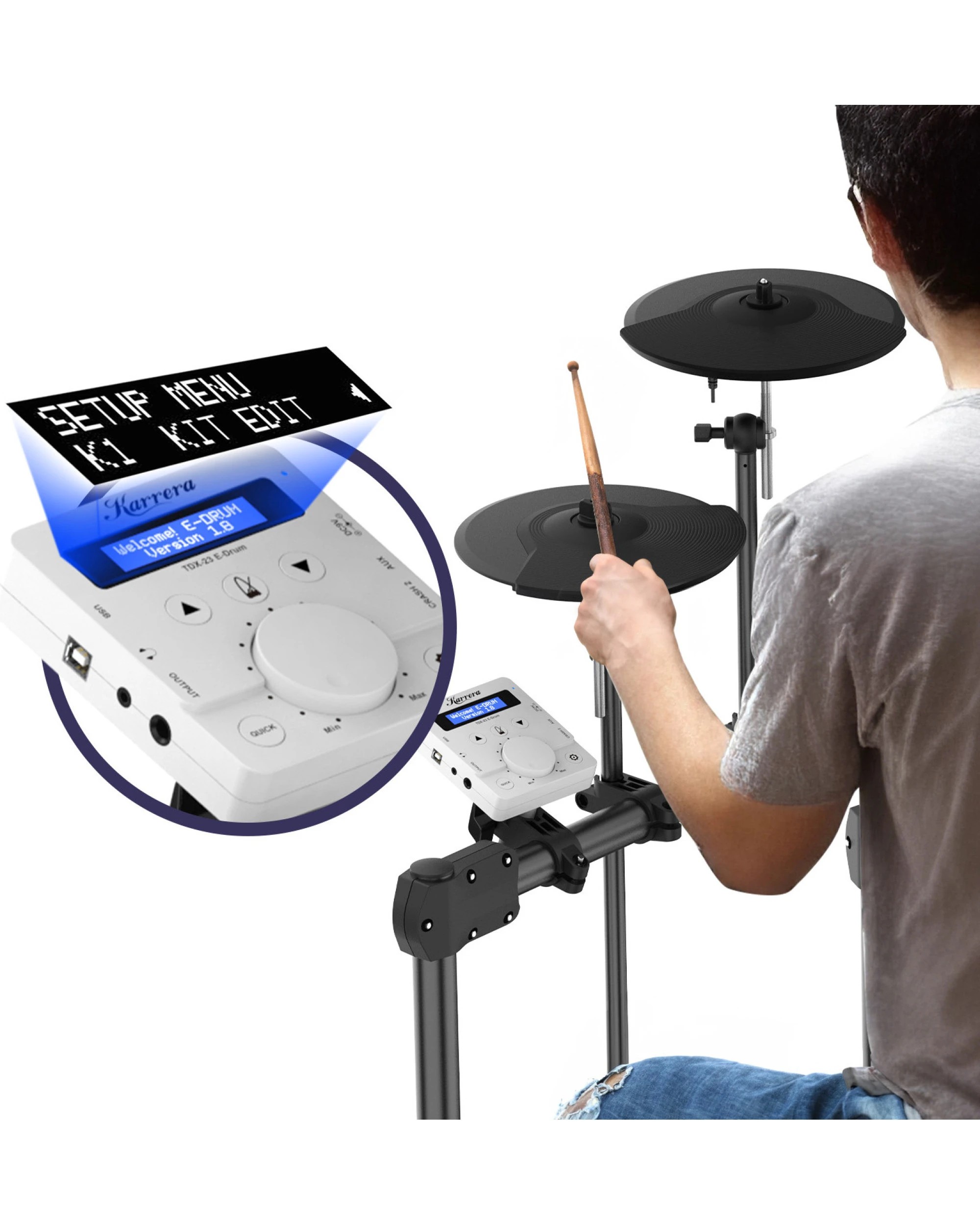 7 Karrera X23 9-Piece Electronic Drum Kit with Pedals, 7 of 10