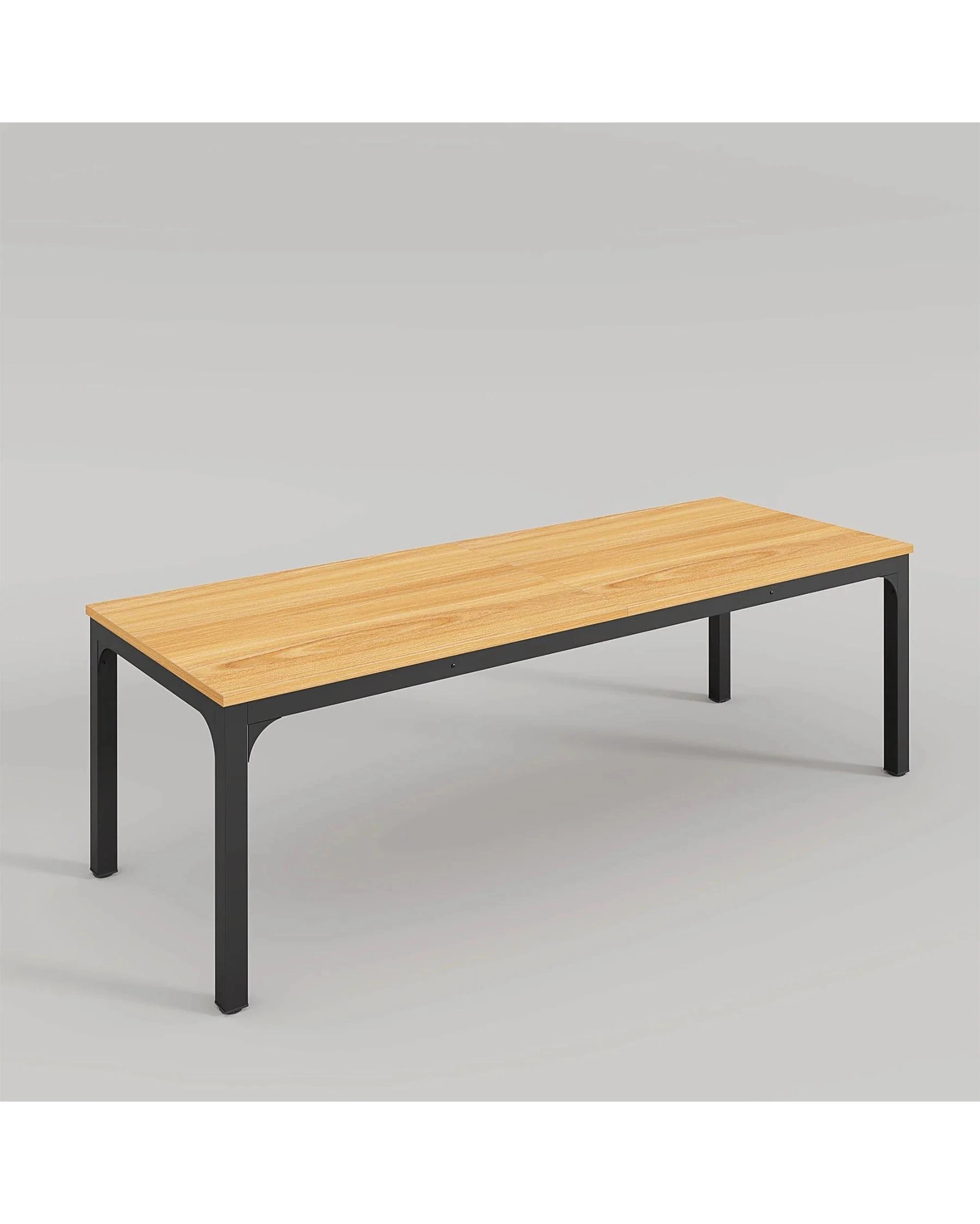 1 OAKORY 200cm Home Office Desk for Two People, Large Writing Desk with Heavy-Duty Metal Legs, Black & Light Walnut, 1 of 8