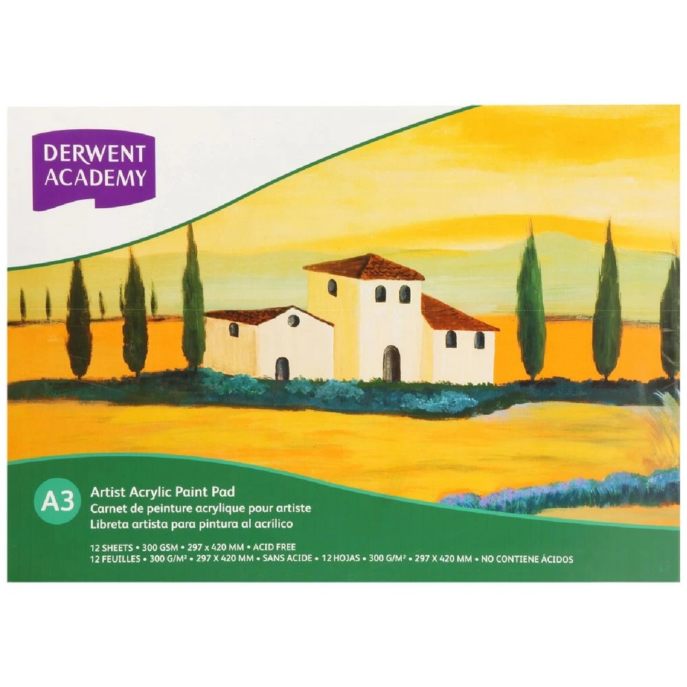 1 Derwent Academy A3 Acrylic Pad 12 Sheets, 1 of 1
