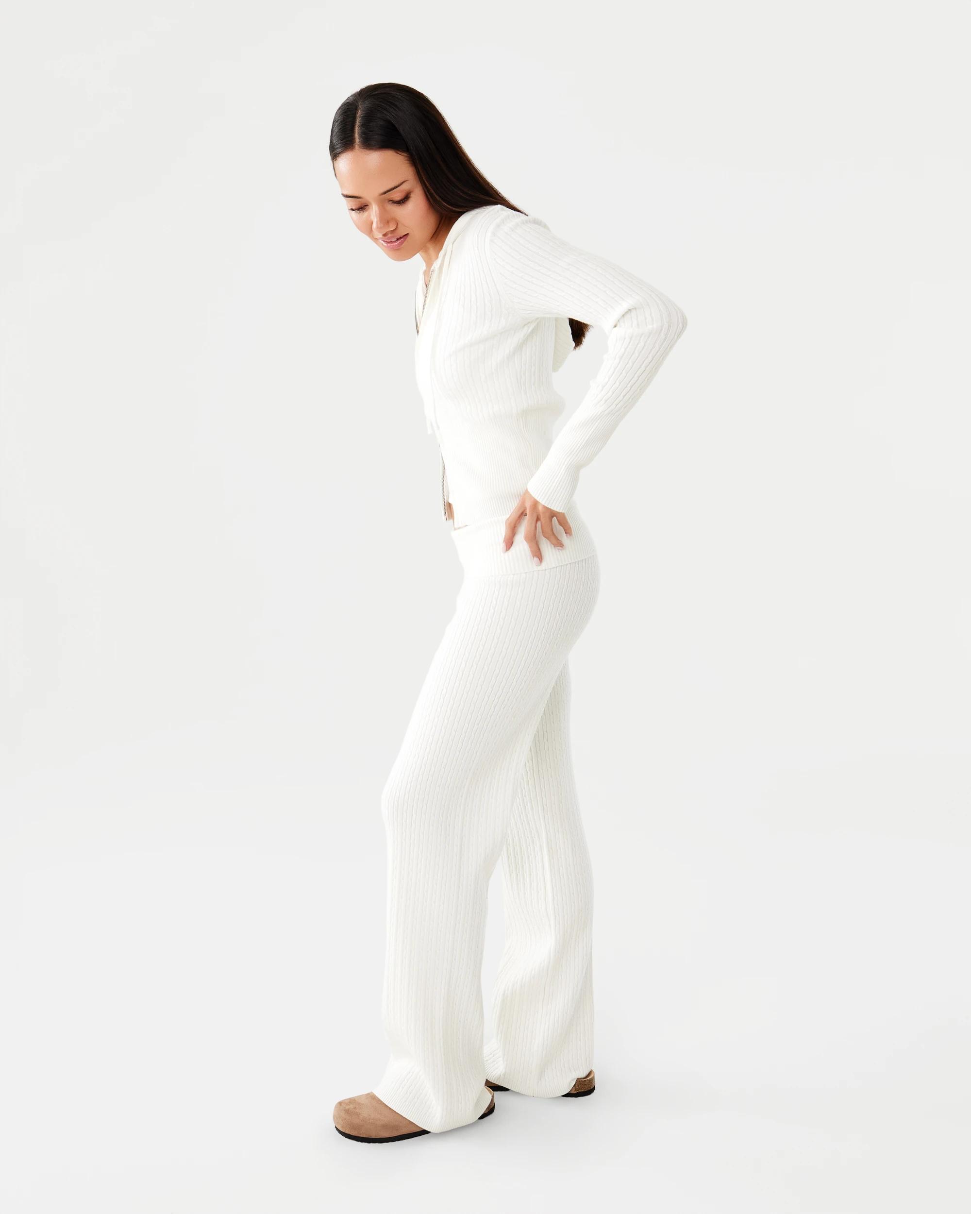 3 True Knit Cable Fold Over Pants Ecru, 3 of 8
