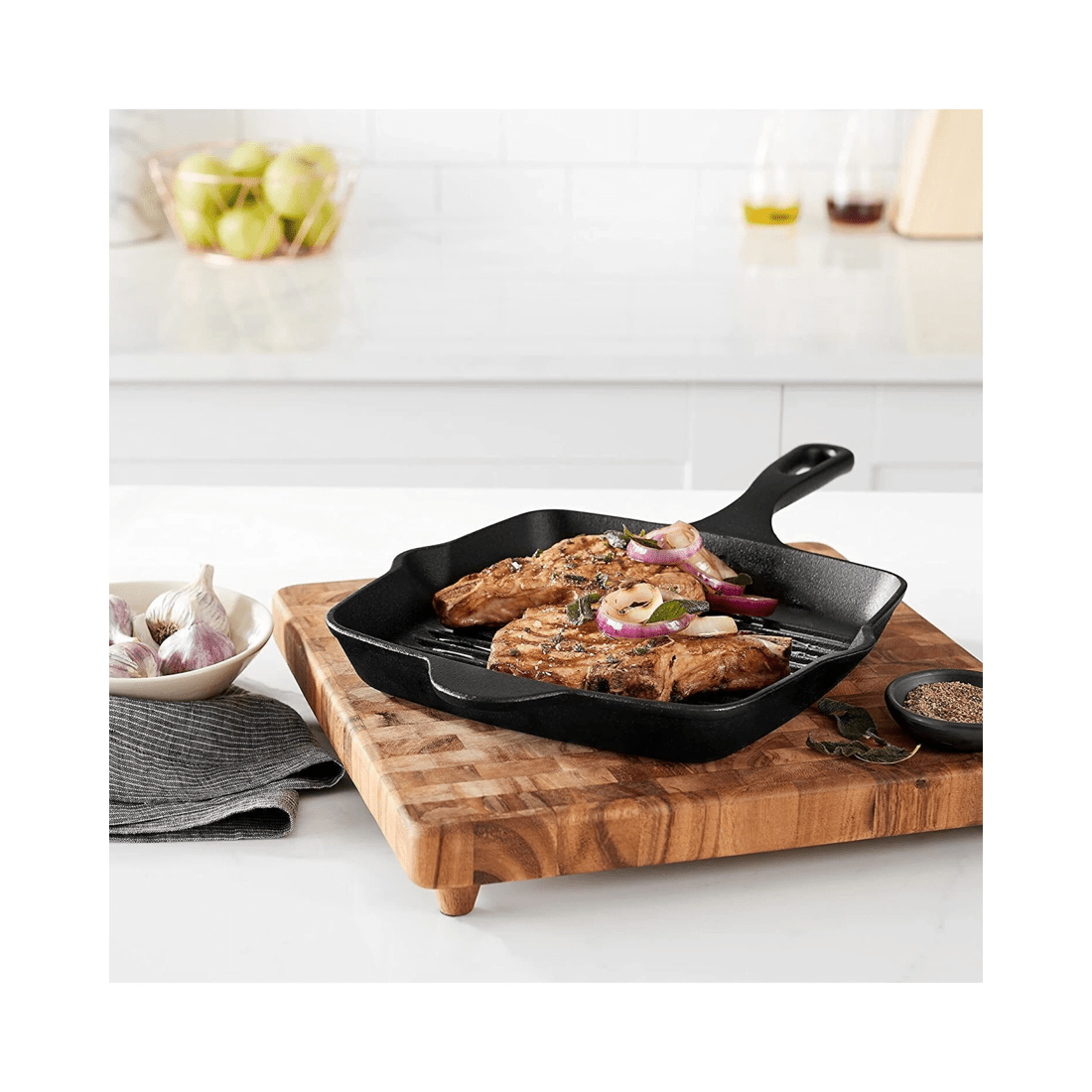 6 BR Home Heavy Duty Cast Iron Square Griddle Pan, 6 of 10
