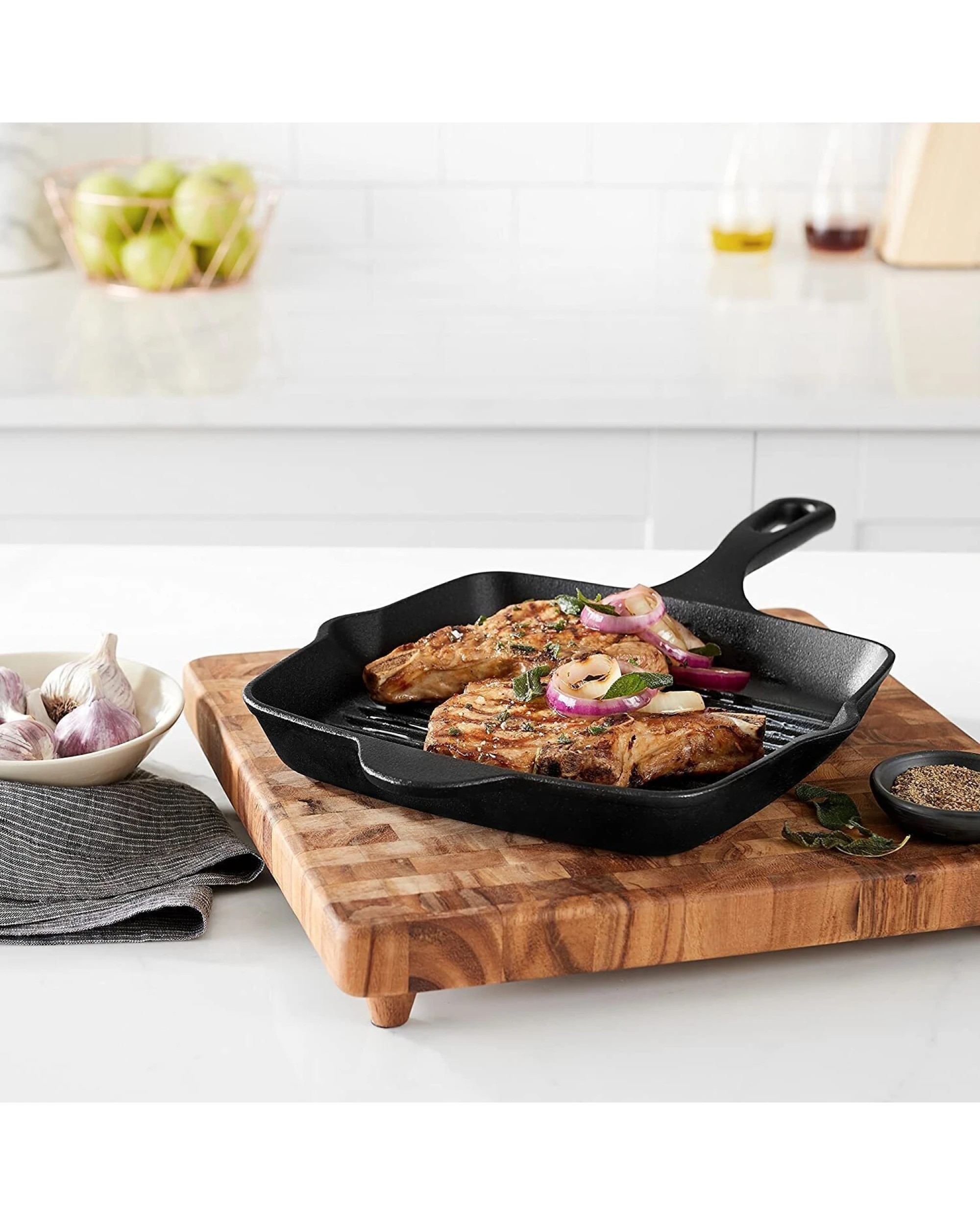 6 BR Home Heavy Duty Cast Iron Square Griddle Pan, 6 of 10