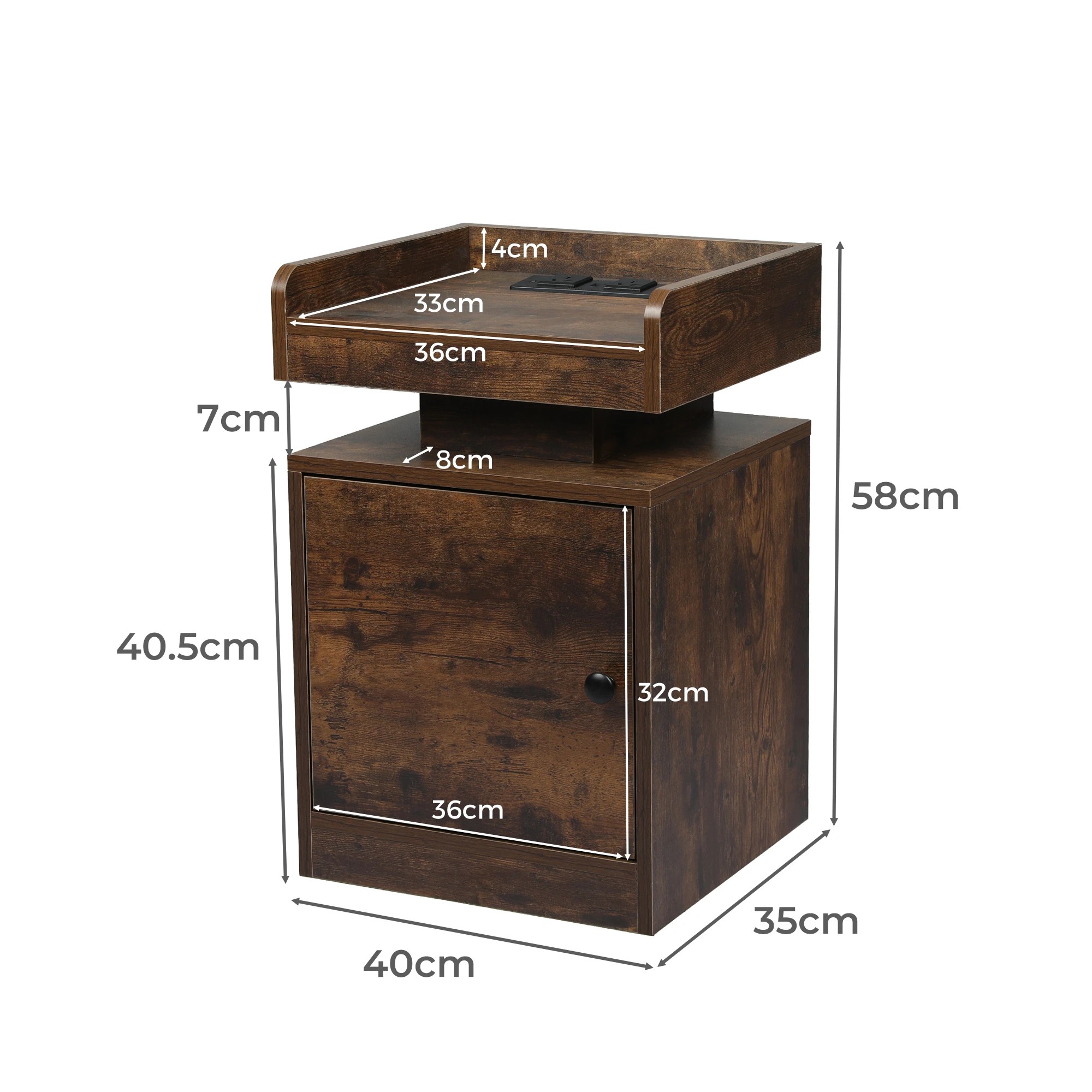 3 Levede Led Bedside With Charging Station Oak, 3 of 4