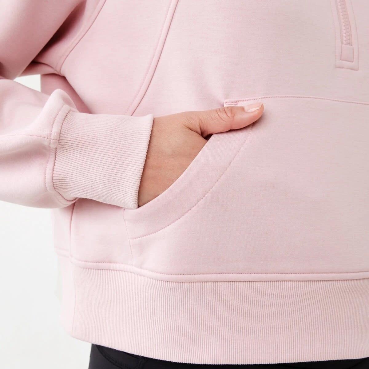 6 Active Womens Half Zip Long Sleeve Sweatshirt Qurtz Pink, 6 of 6