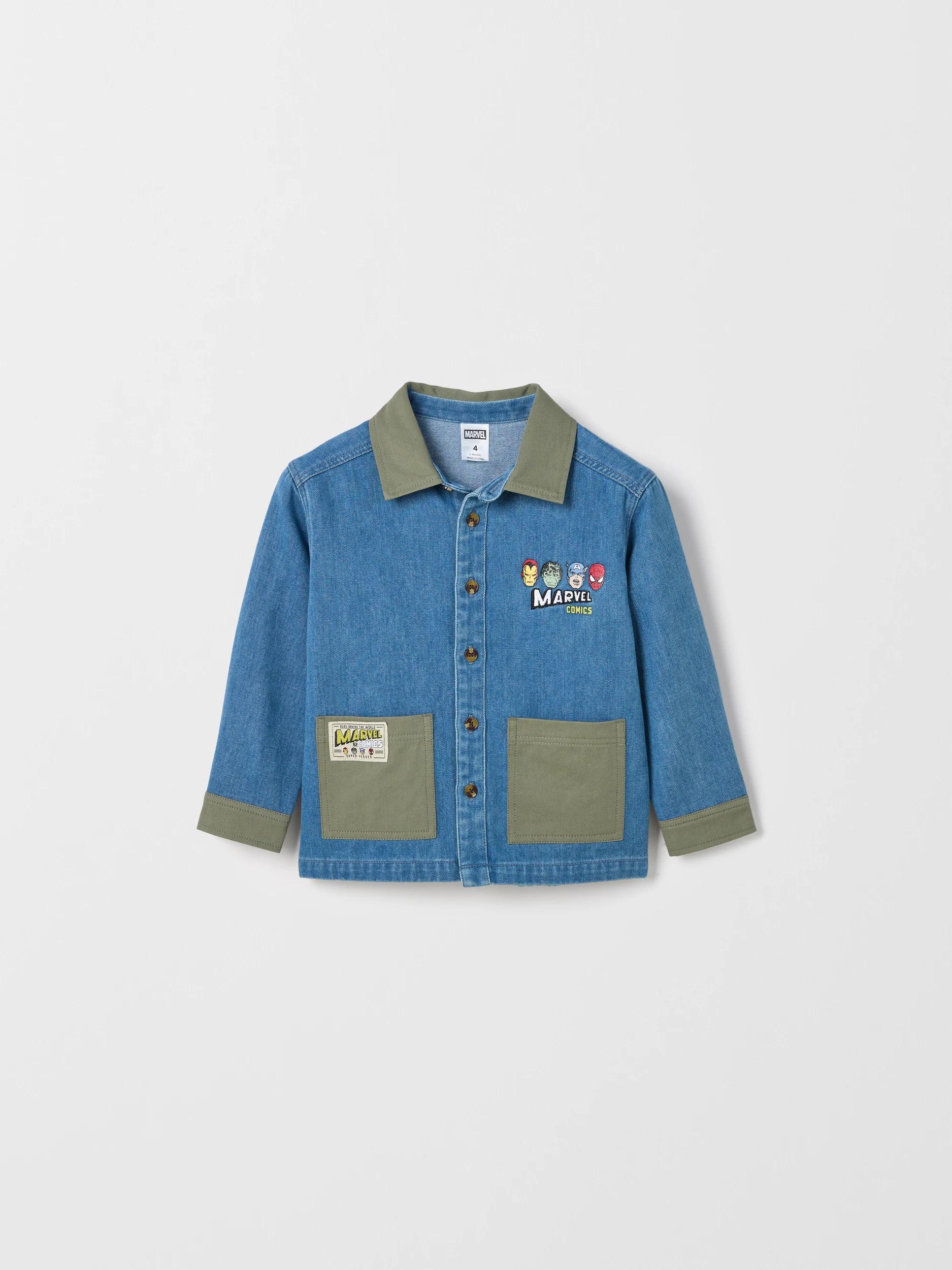 1 Disney Marvel Denim Long Sleeve Shacket LIGHT WASH, 1 of 3