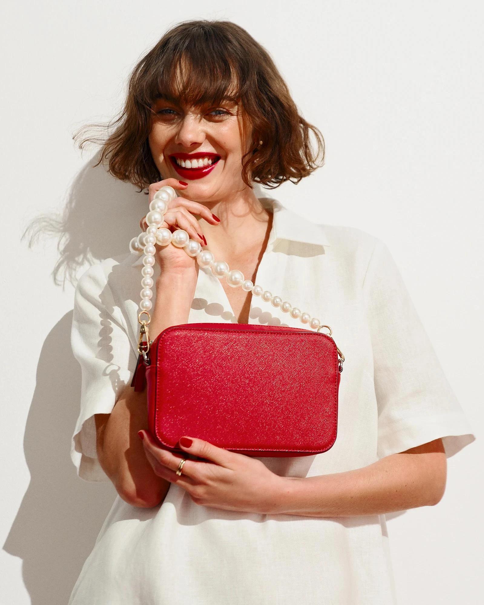 3 Target Faux Pearl Bead Chain Short Bag Strap PEARL/GOLD, 3 of 3