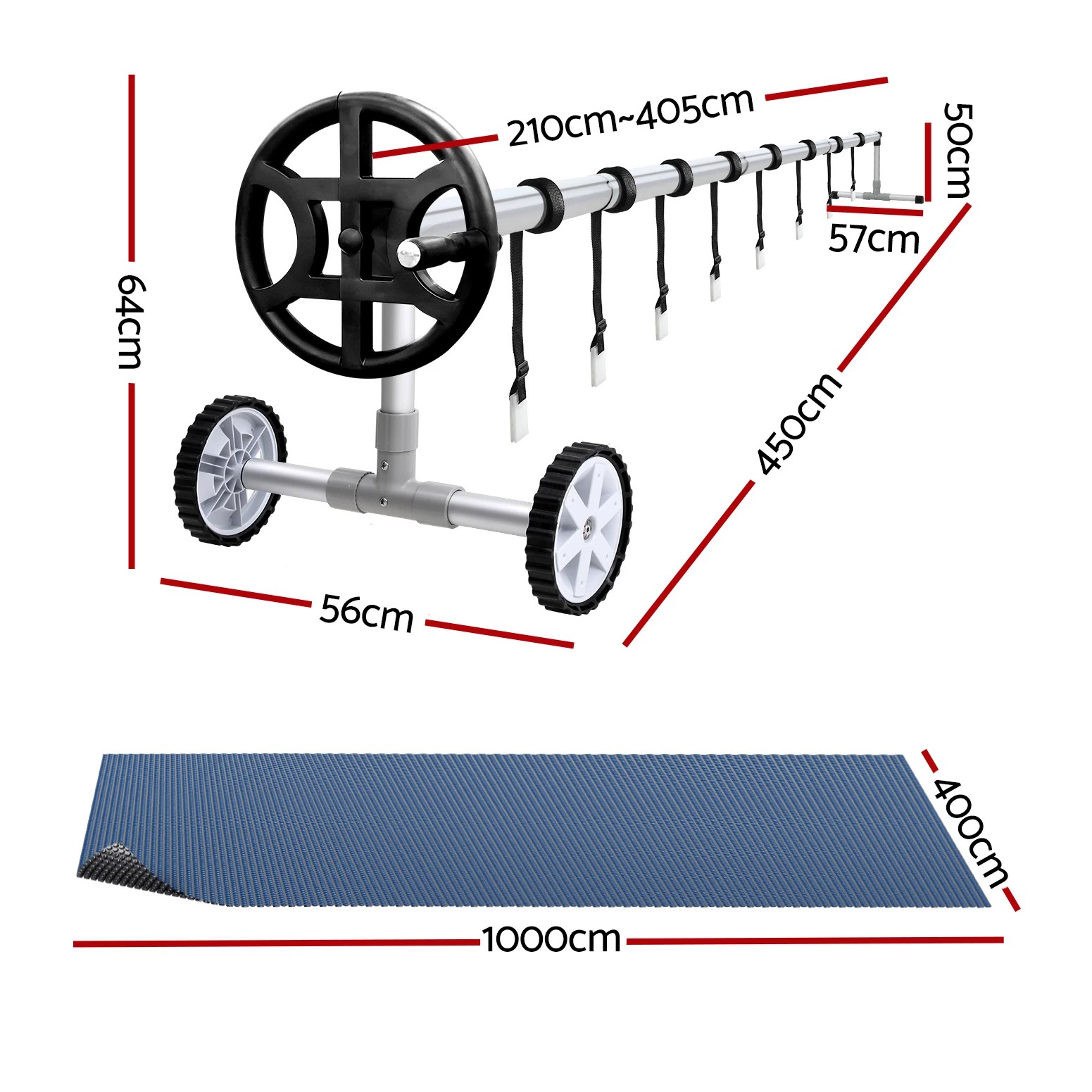 2 Aqua Buddy Pool Cover 600 Micron 10x4m w/ Roller 4m Swimming Pools  Solar Blanket - Multi, 2 of 6