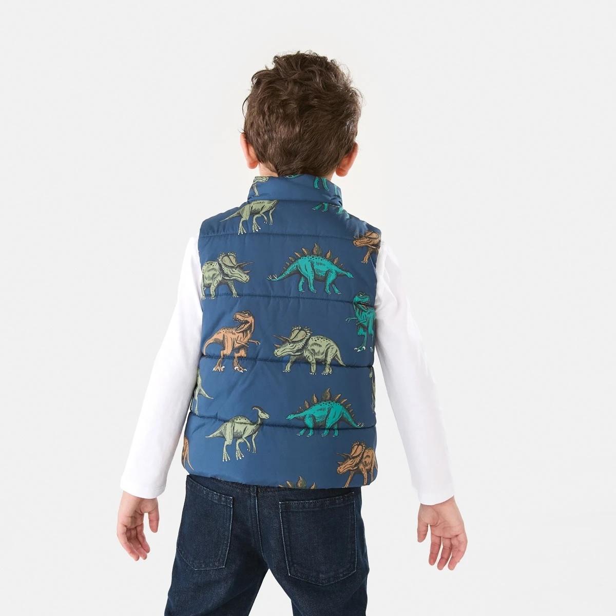 3 Printed Puffer Vest Blu Dinos, 3 of 10