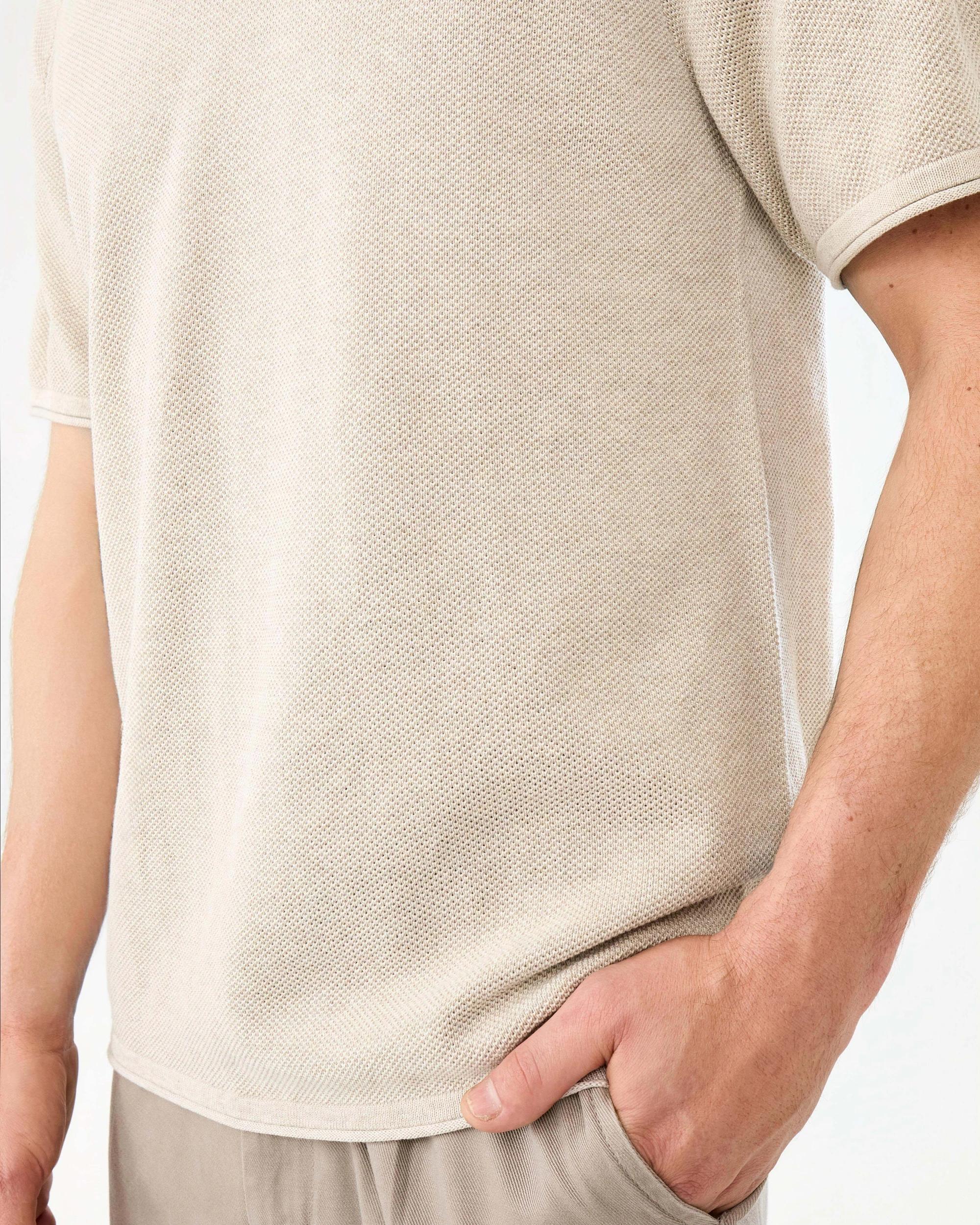 5 True Knit Raglan Polo Shirt Bge Marle, 5 of 8