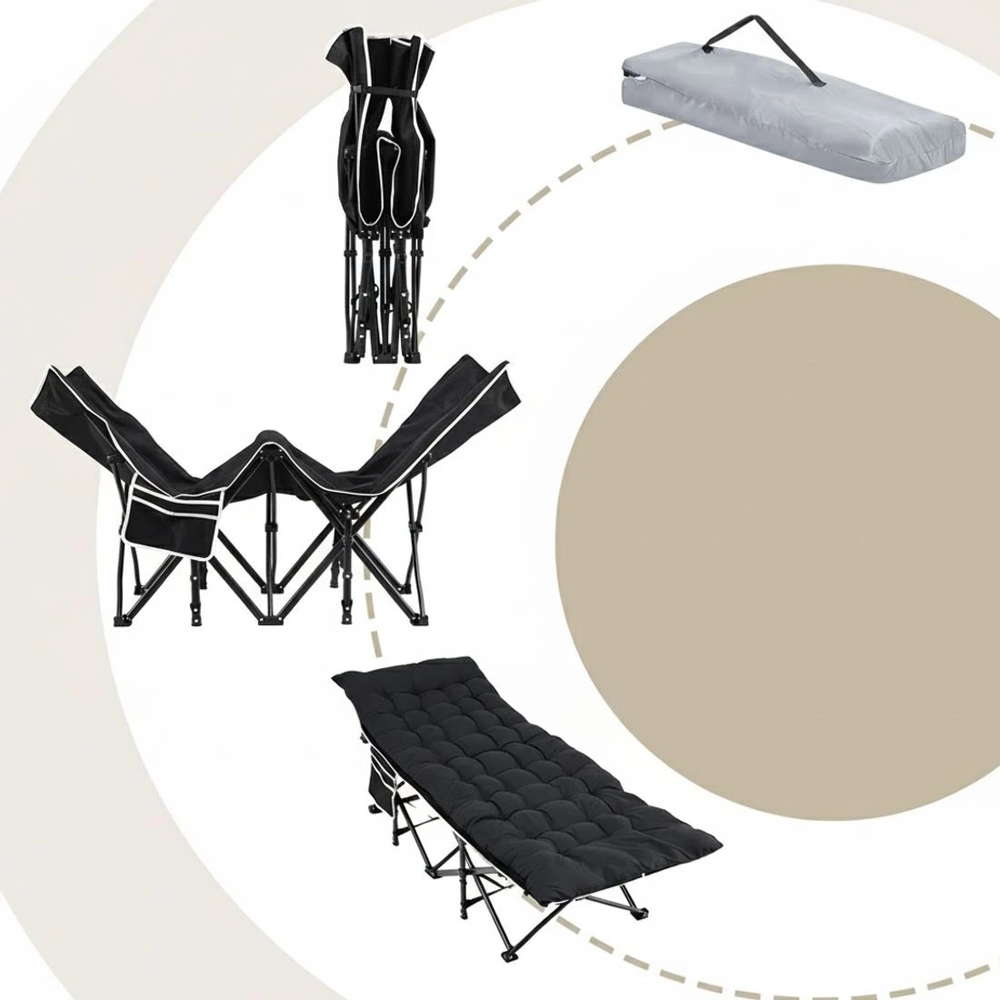 7 Artiss Folding Bed With Mattress Heavy Duty  185CM - Black, 7 of 8