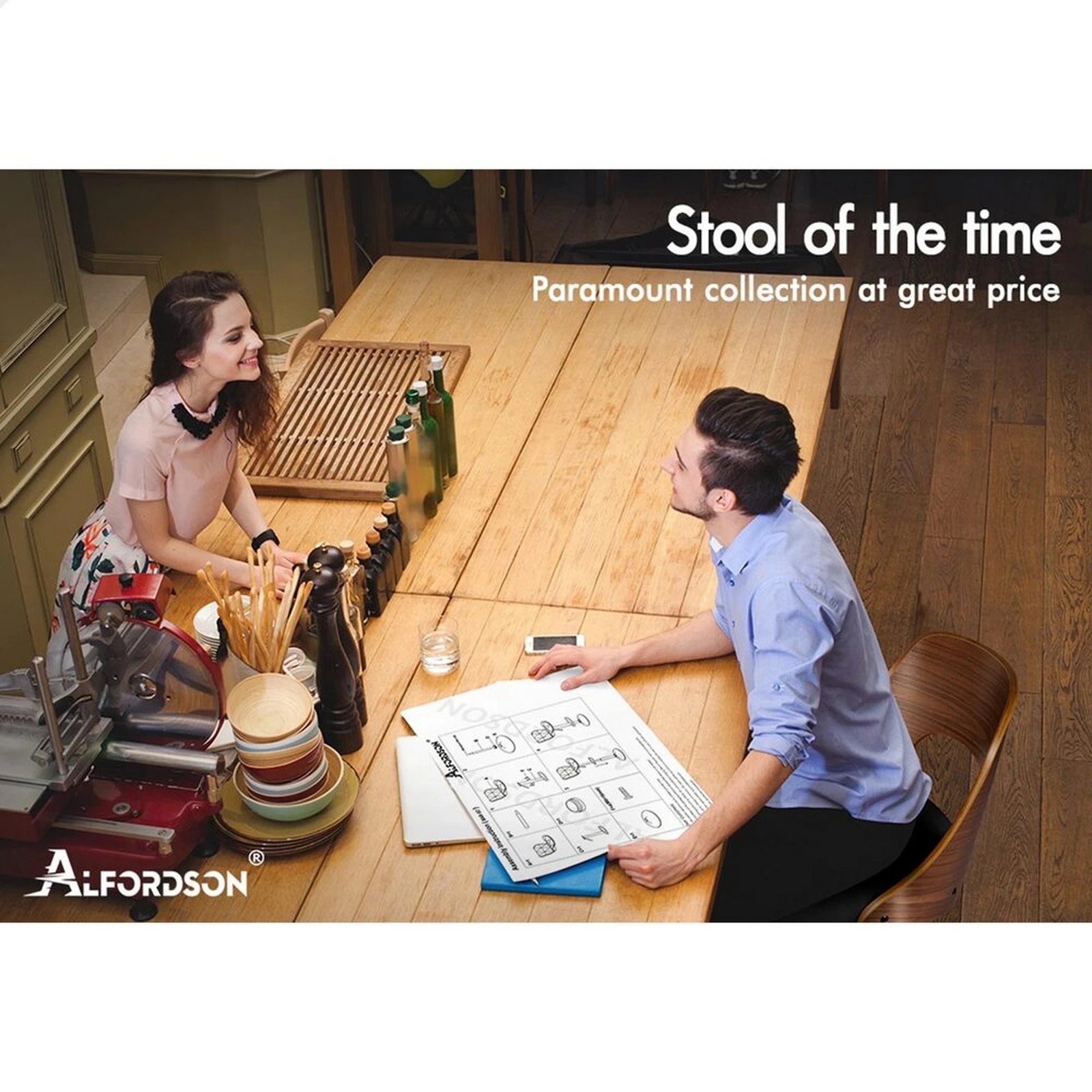 10 Alfordson 2x Bar Stools Kitchen Swivel Chair Wooden Leather Gas Lift - Black, 10 of 10