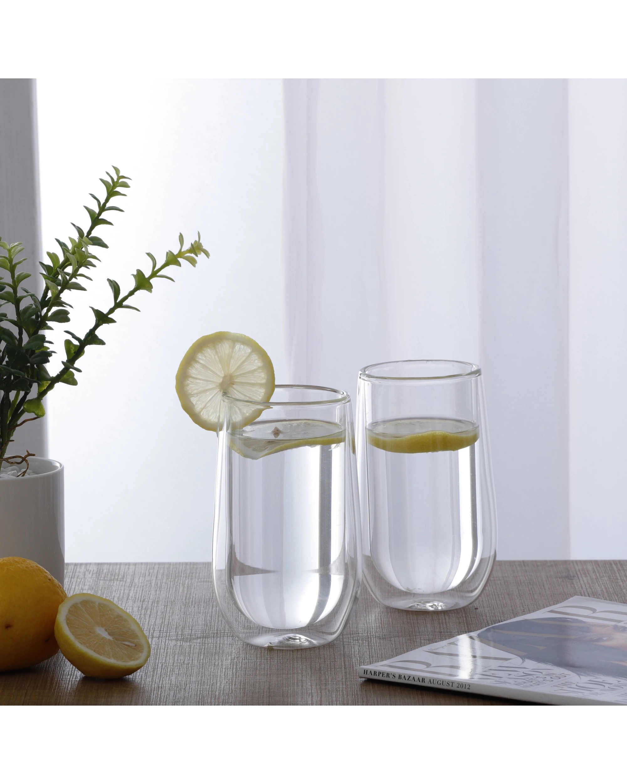 2 Sherwood Home Double Wall Coffee Glass Set of 6 x 400ml Cups - White, 2 of 4