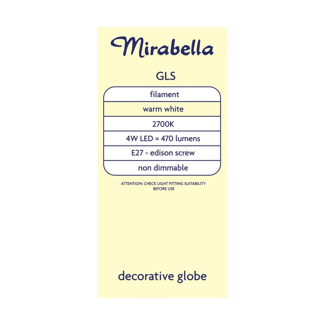 6 Mirabella 4W LED Filament Warm White GLS Globe, 6 of 6