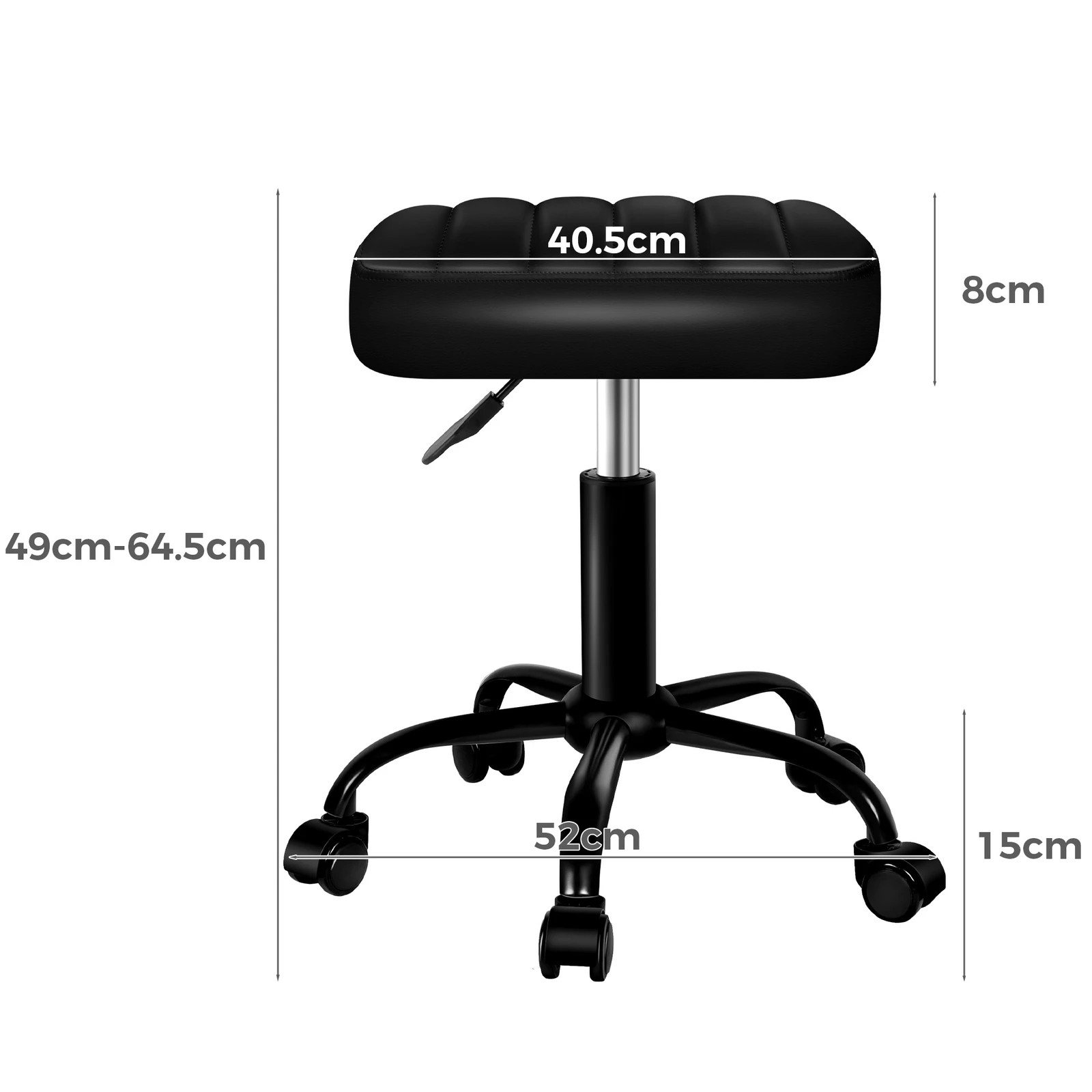 7 Alfordson Salon Stool Square Swivel Barber Hair Dress Chair - All Black, 7 of 9