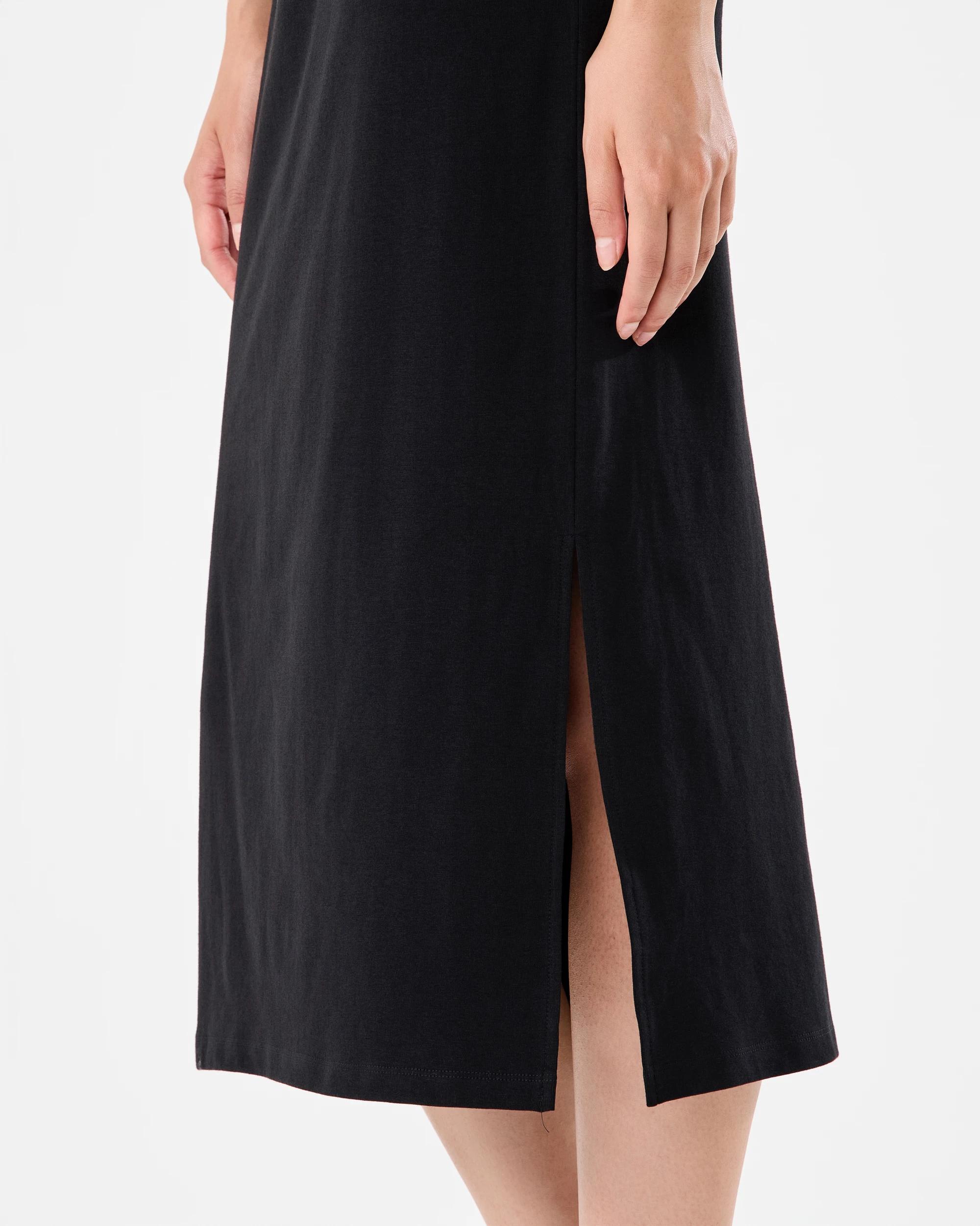 8 Short Sleeve Gathered Waist Midi Dress Black, 8 of 8