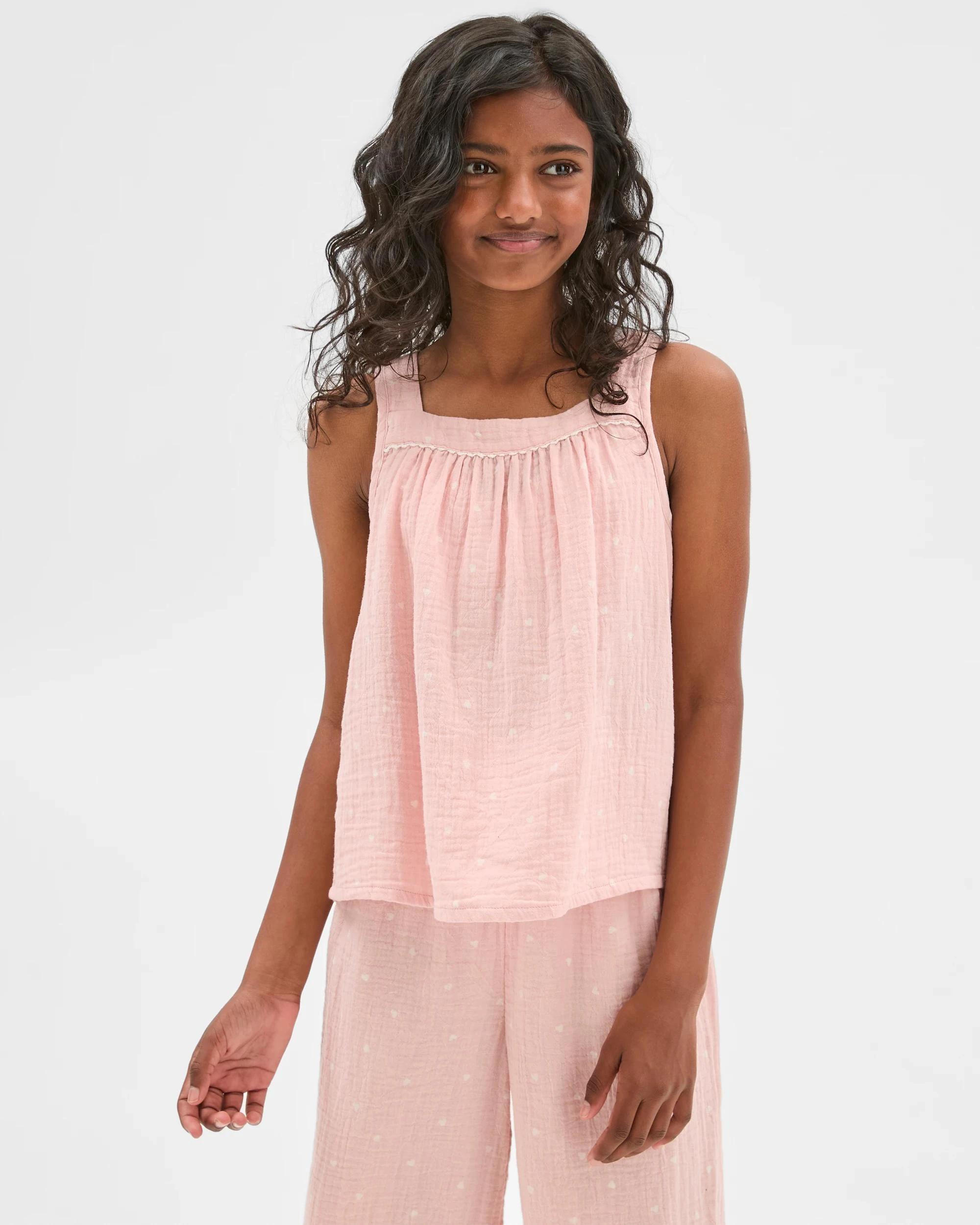 7 Target Australian Cotton Older Girls Double Cloth Cami Long Pyjama Set HEART, 7 of 8