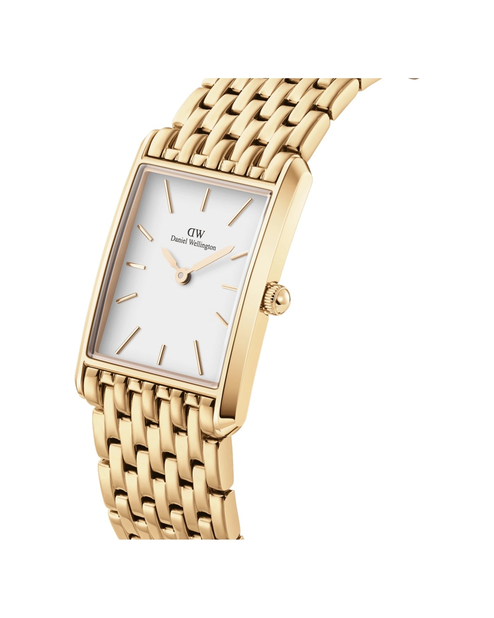 3 Daniel Wellington Bound Watch 32x22mm 9-Link Stainless Steel Gold Plated White Dial, 3 of 5