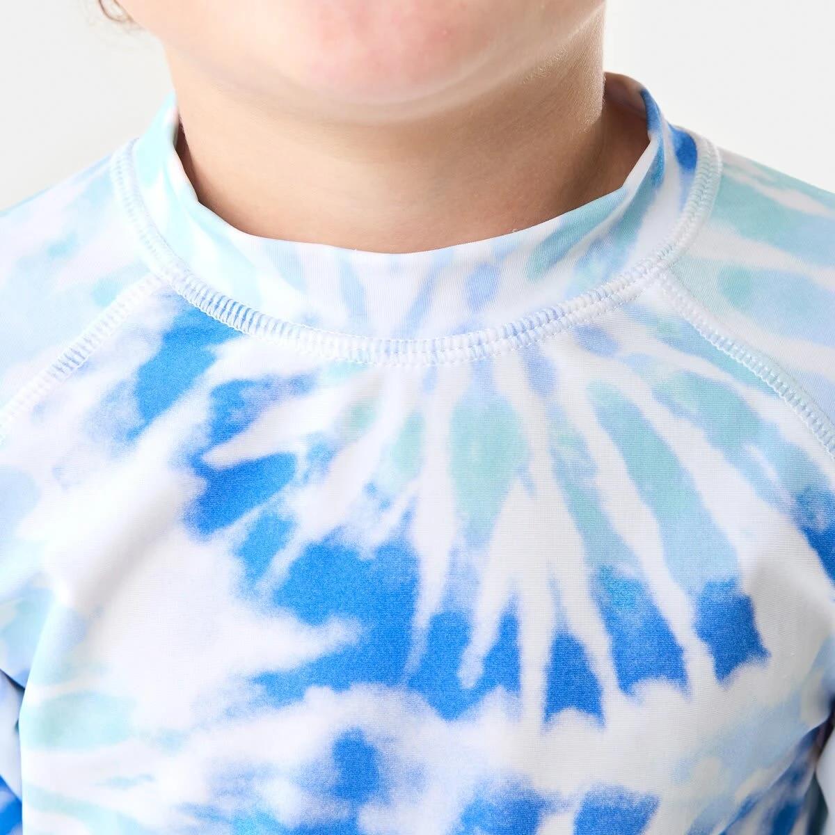4 Printed Long Sleeve Rash Vest SPIRAL TIE DYE FRESH BLUE, 4 of 6