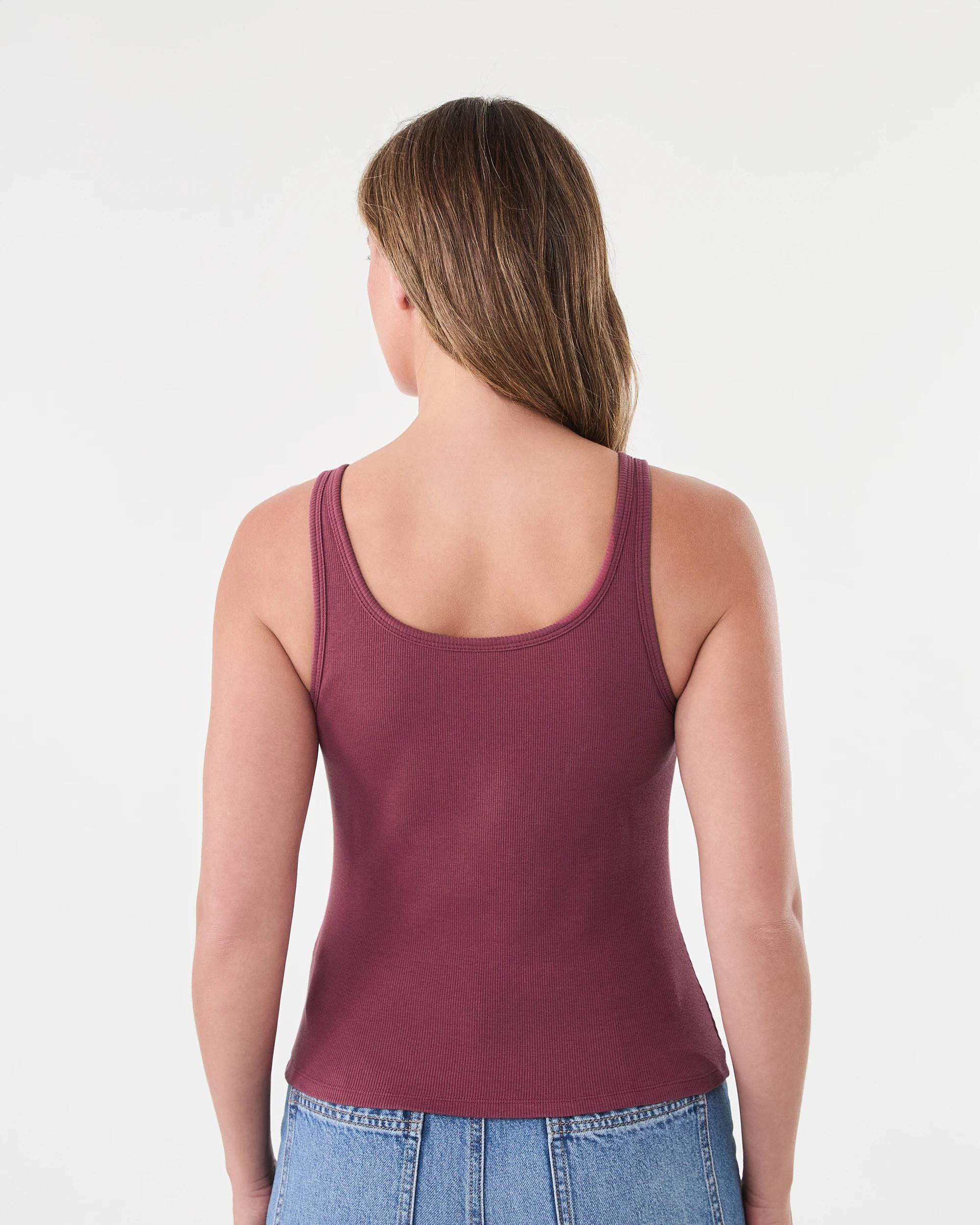 3 Sleeveless Shelf Bra Cami Maroon, 3 of 5