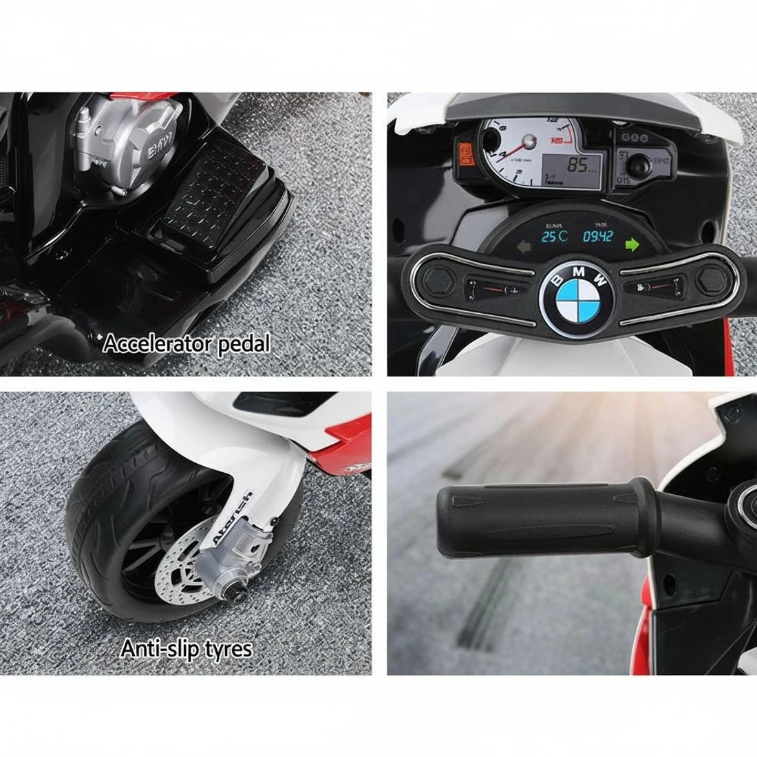 4 Kids Electric Ride On Car Police Motorcycle Motorbike BMW Licensed S1000RR Red - Red, 4 of 6